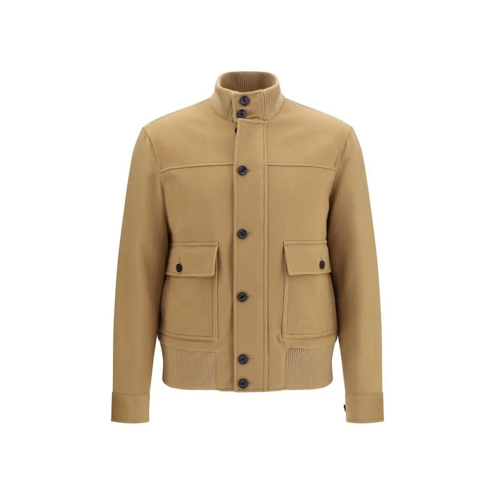 Lardini Beige Wool Oves Aries Full-Length Jacket