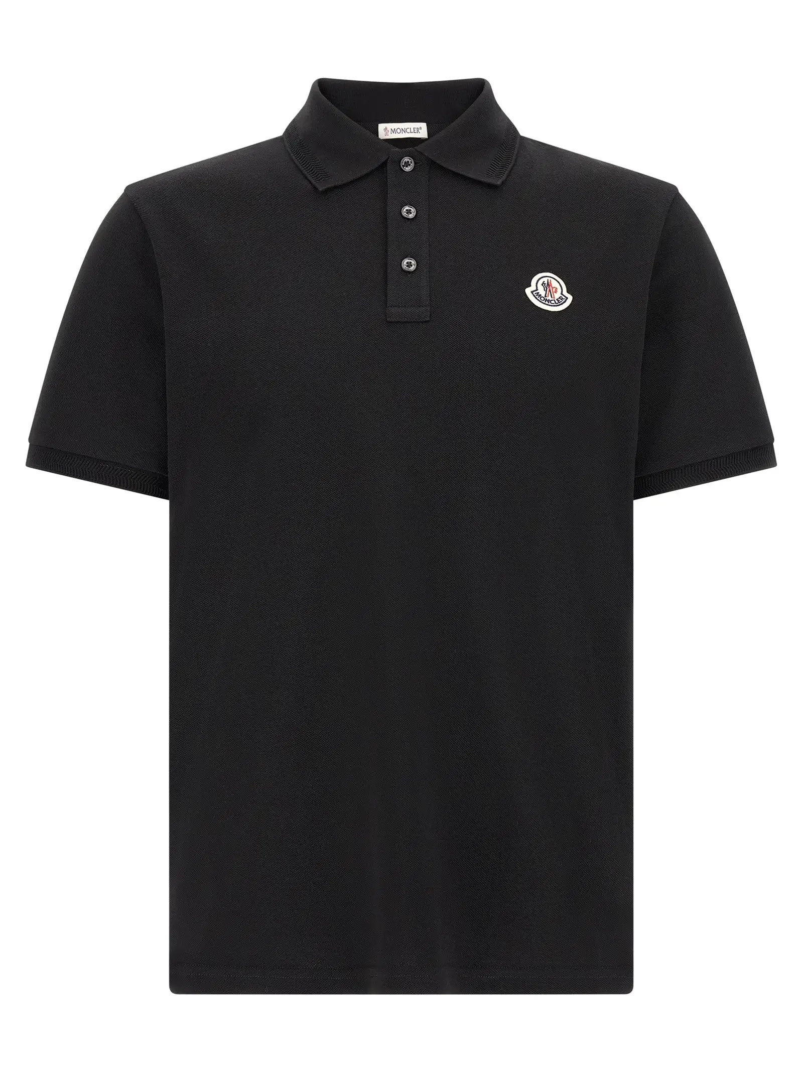 Moncler Black Cotton Polo Shirt