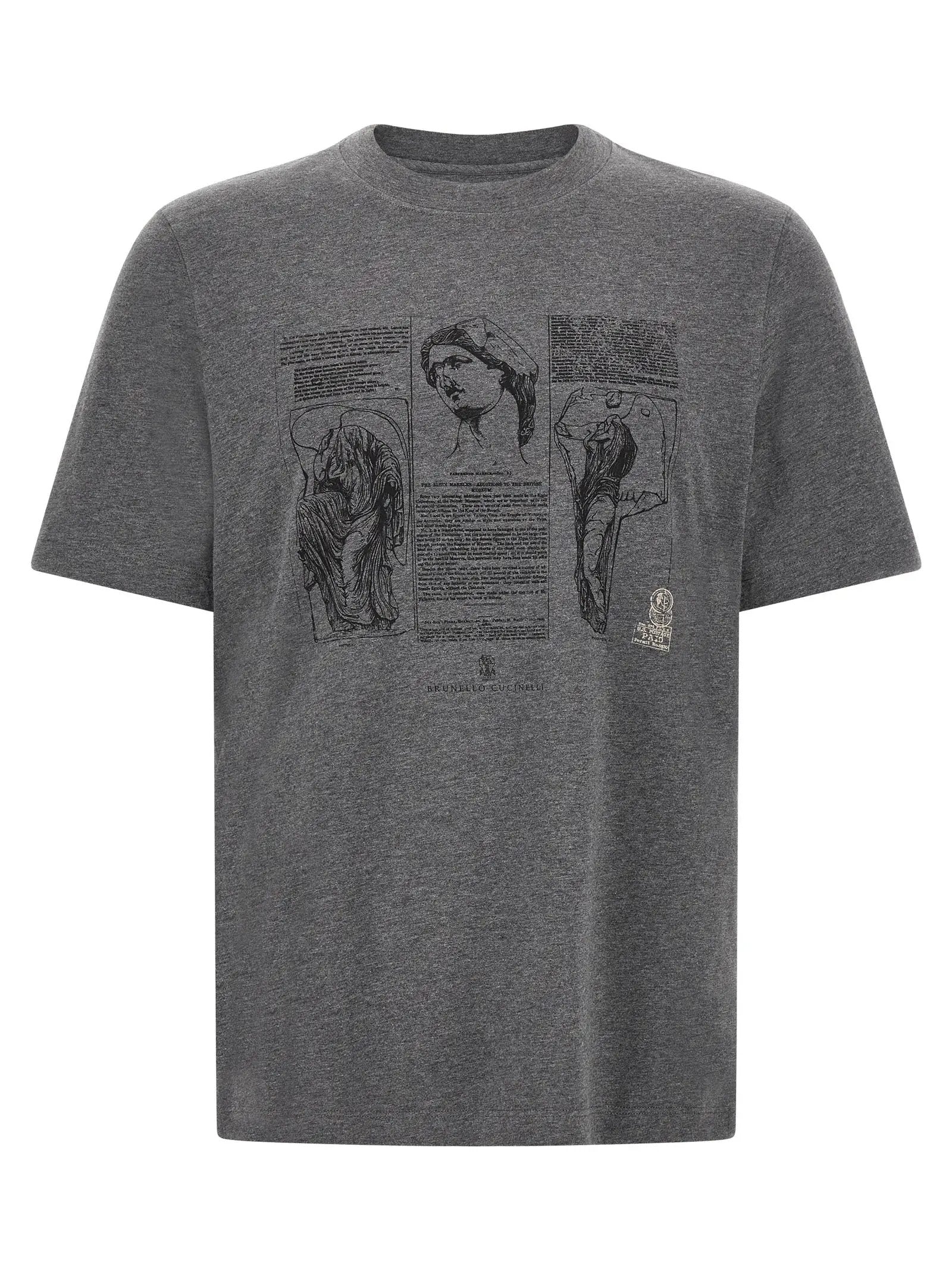 Brunello Cucinelli Gray Cotton T-Shirt