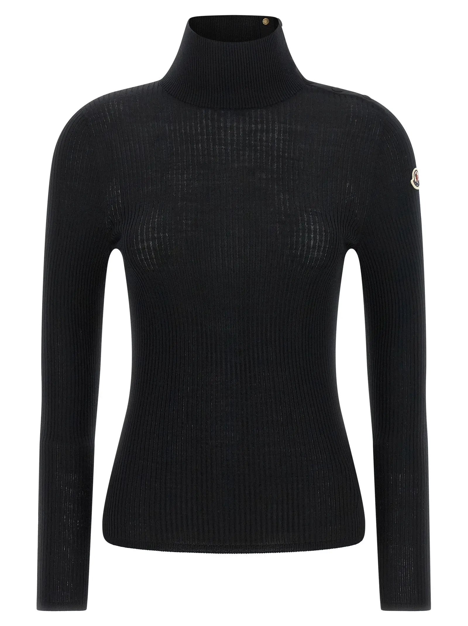 Moncler Black Virgin Wool Cardigan