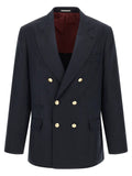 Brunello Cucinelli Blue Silk Blazer
