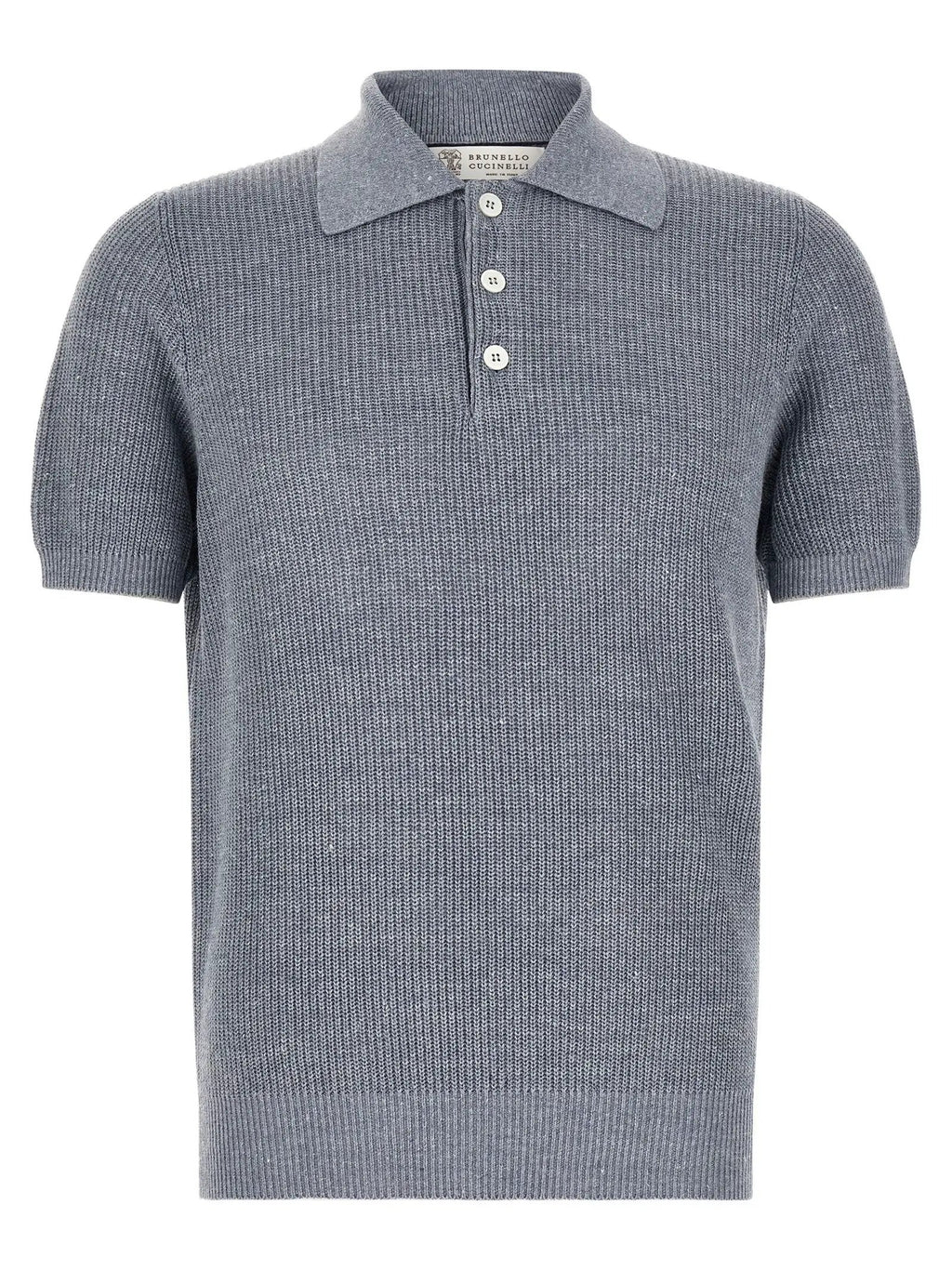 Brunello Cucinelli Blue Linen Polo Shirt