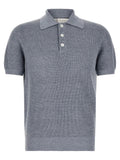 Brunello Cucinelli Blue Linen Polo Shirt