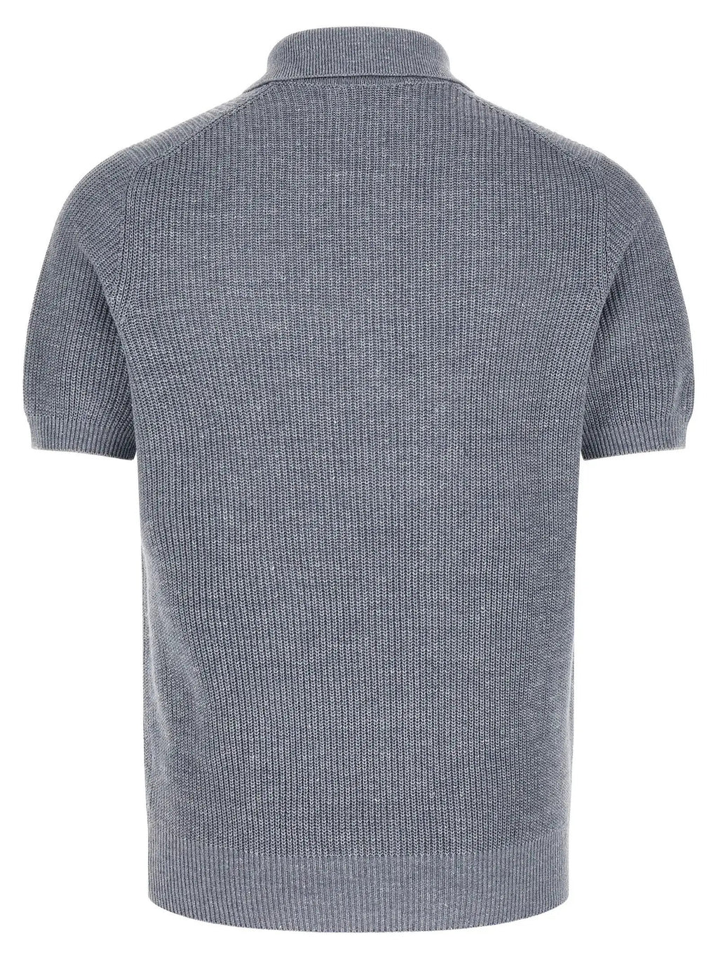 Brunello Cucinelli Blue Linen Polo Shirt