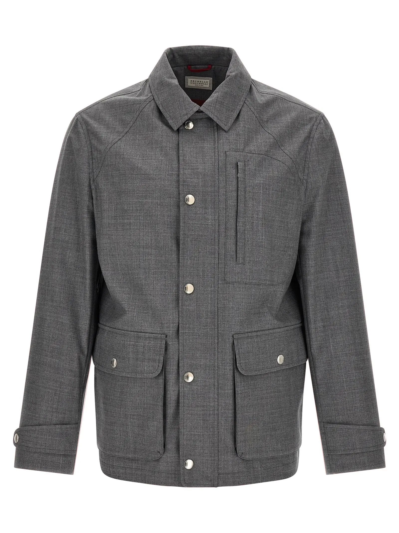 Brunello Cucinelli Gray Virgin Wool Full-Length Jacket