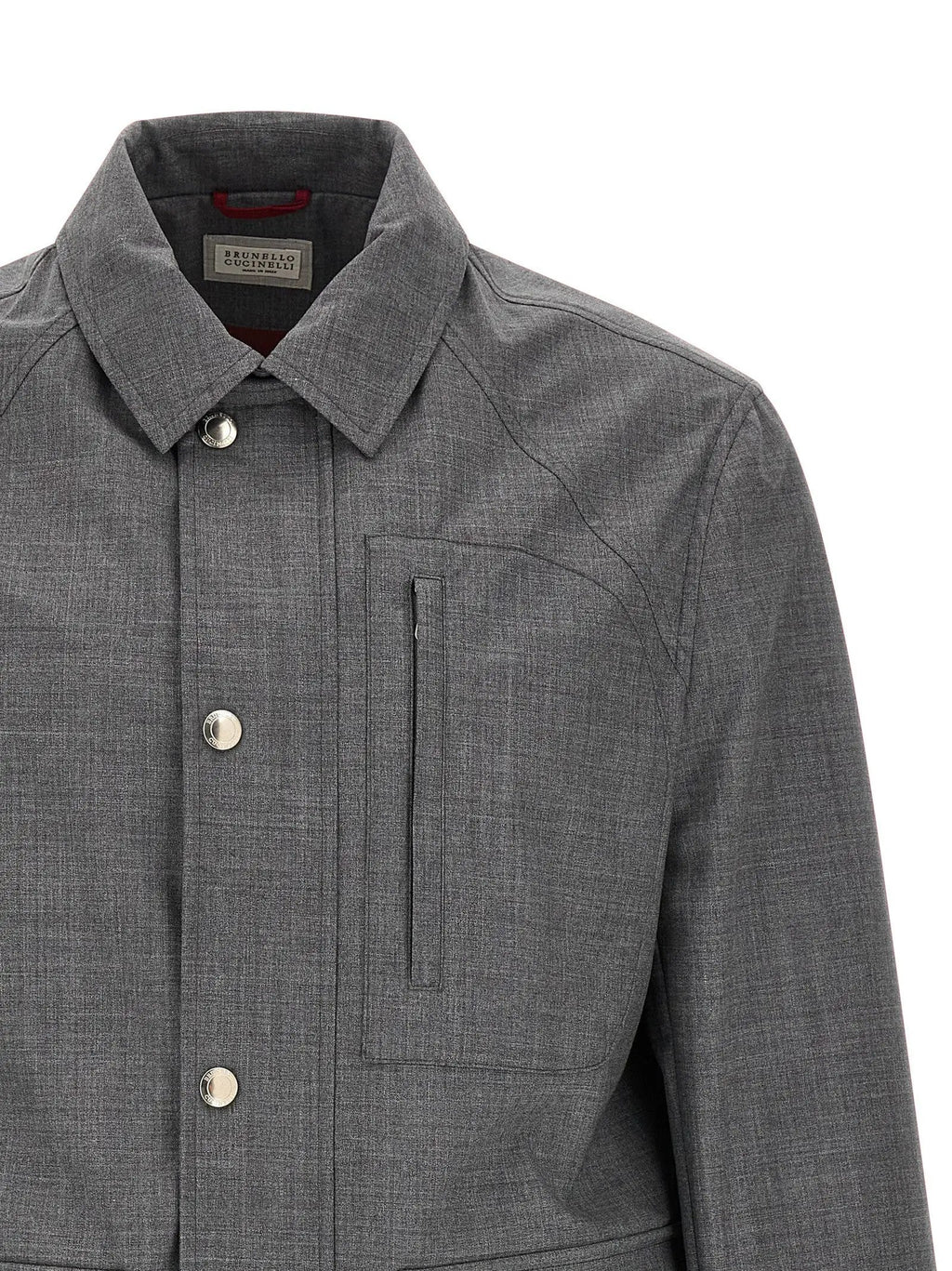 Brunello Cucinelli Gray Virgin Wool Full-Length Jacket