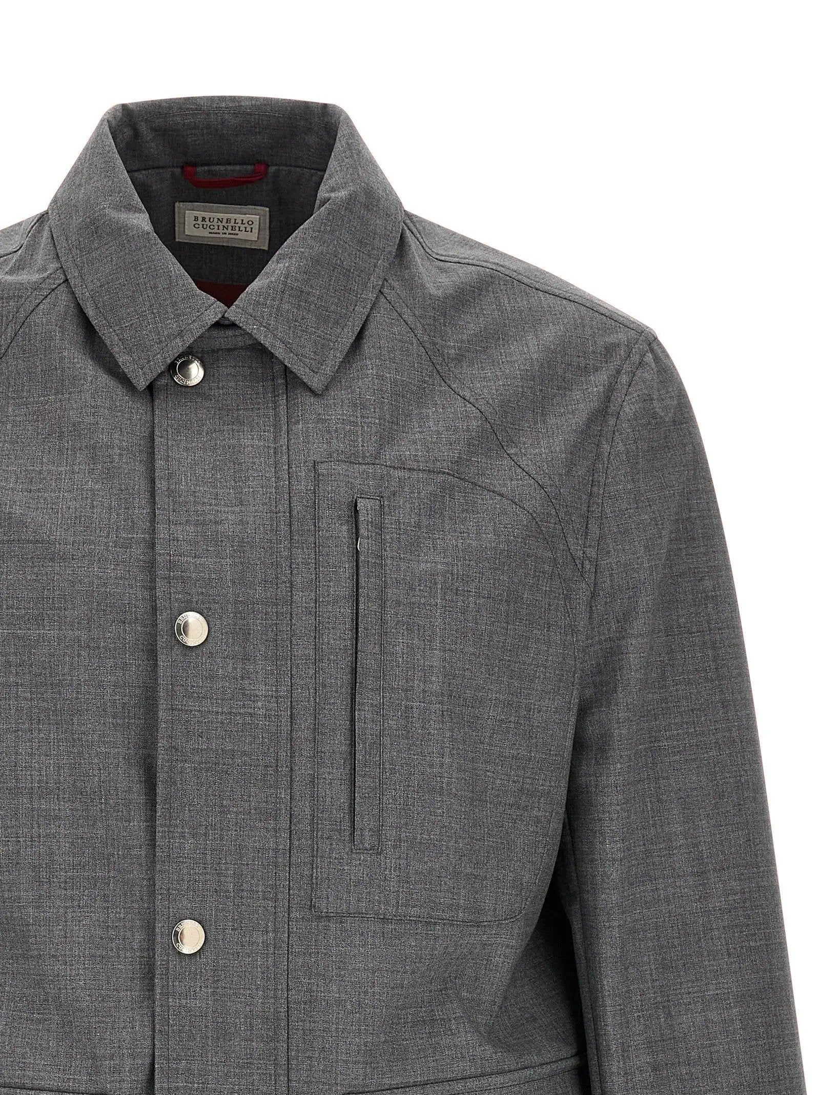 Brunello Cucinelli Gray Virgin Wool Full-Length Jacket