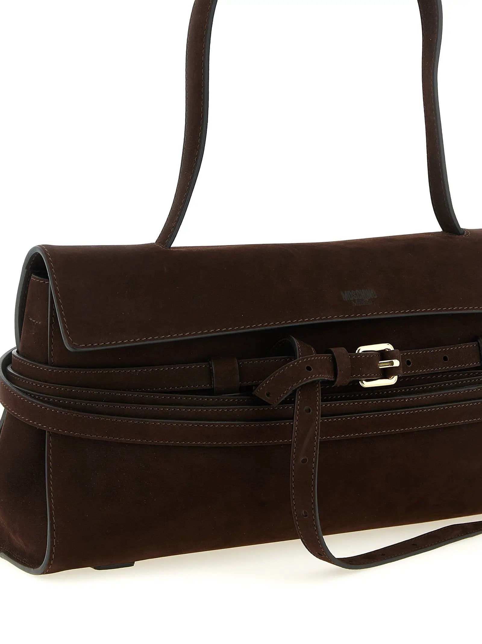 Moschino Brown Calfskin Shoulder Bag