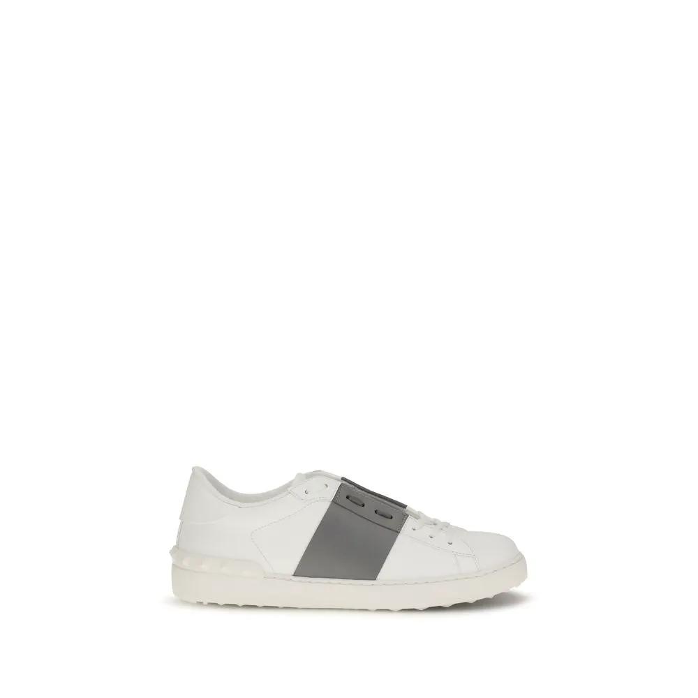 Valentino Garavani Silver Calf Leather Bos Taurus Low Top Sneakers