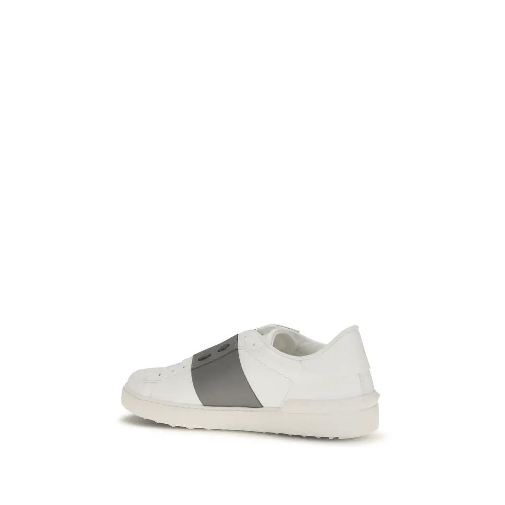 Valentino Garavani Silver Calf Leather Bos Taurus Low Top Sneakers