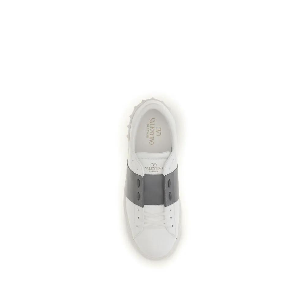 Valentino Garavani Silver Calf Leather Bos Taurus Low Top Sneakers