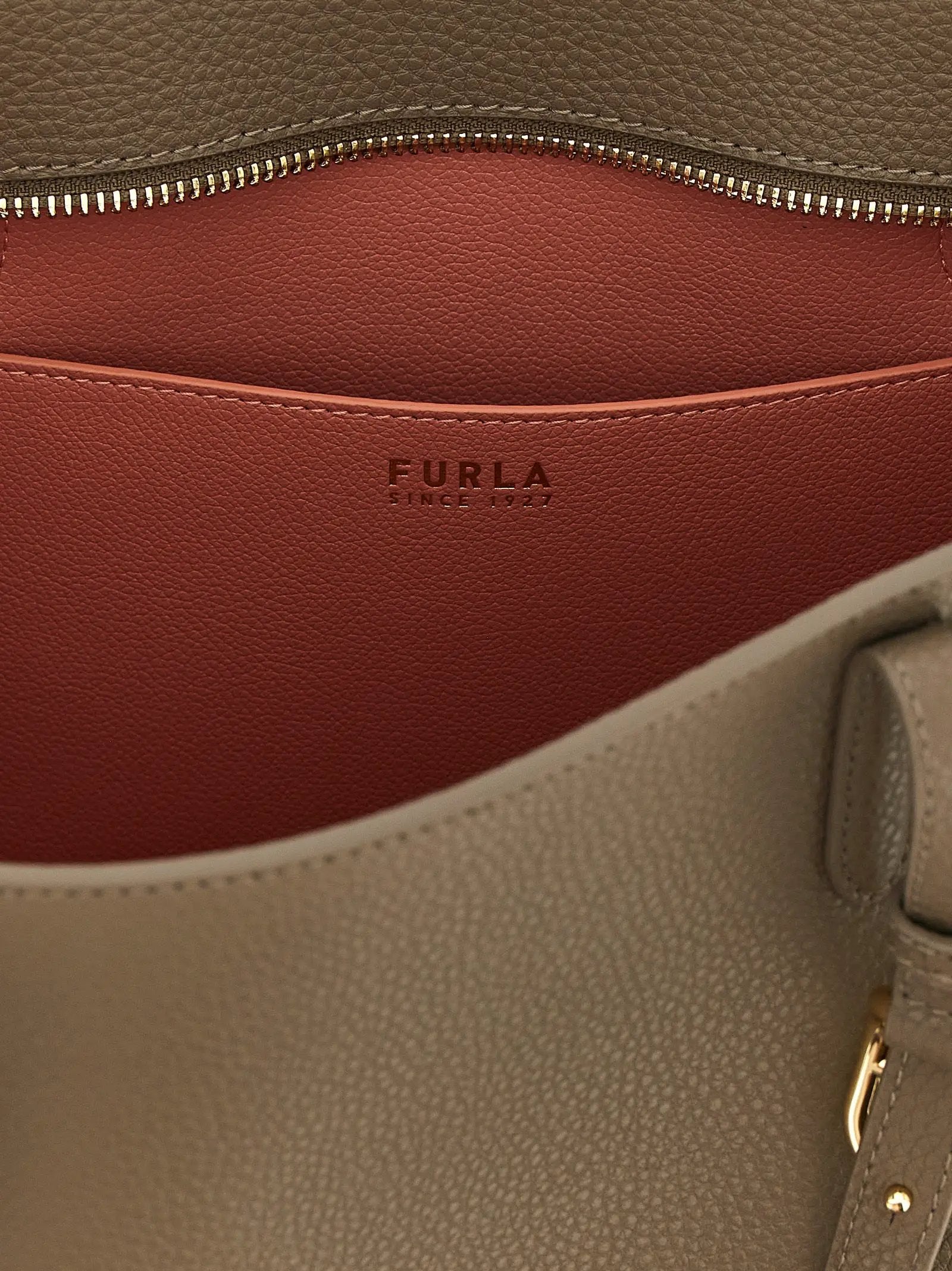 Furla Gray Calfskin Tote Bag