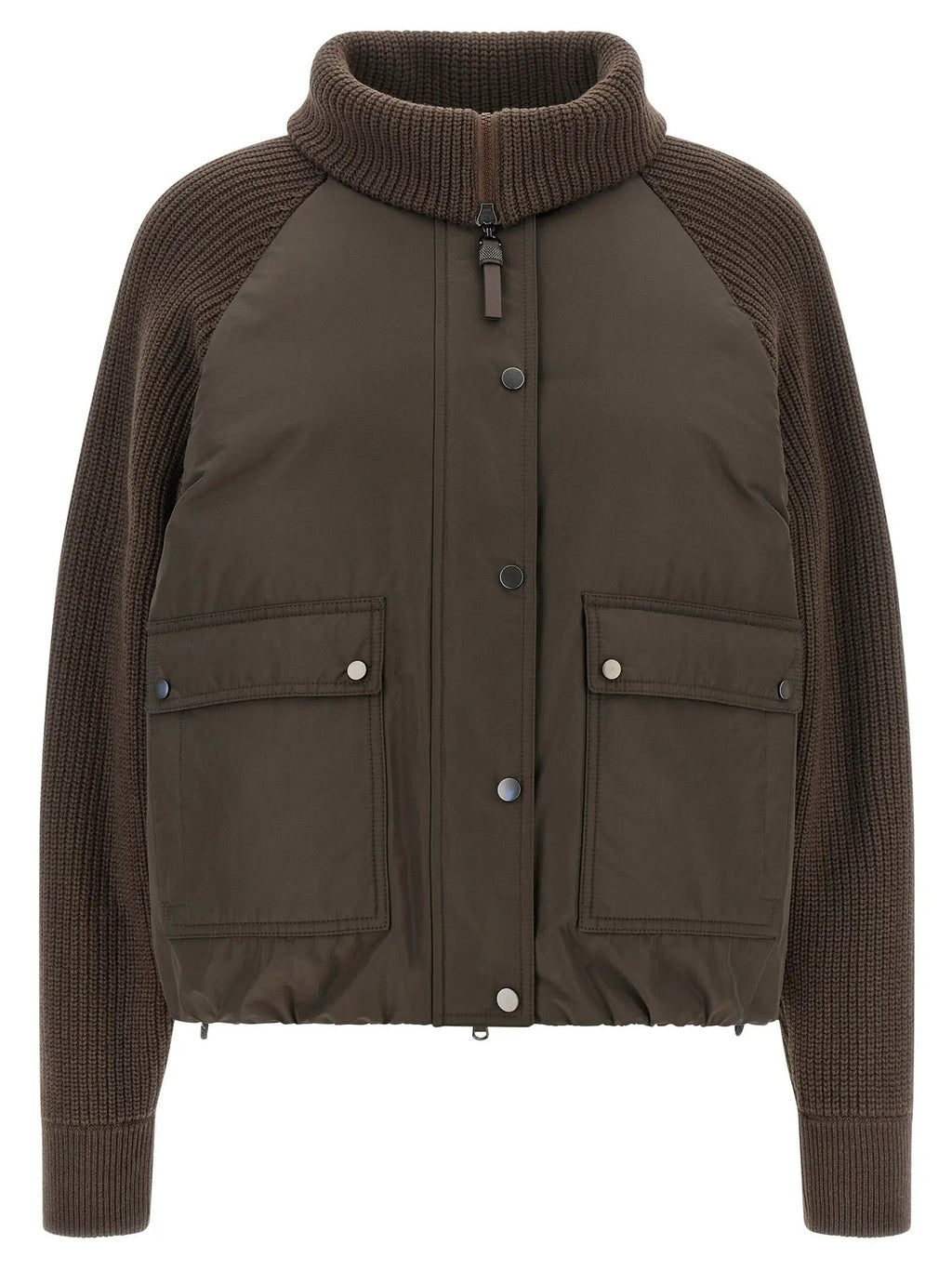 Veste longue marron en coton Brunello Cucinelli