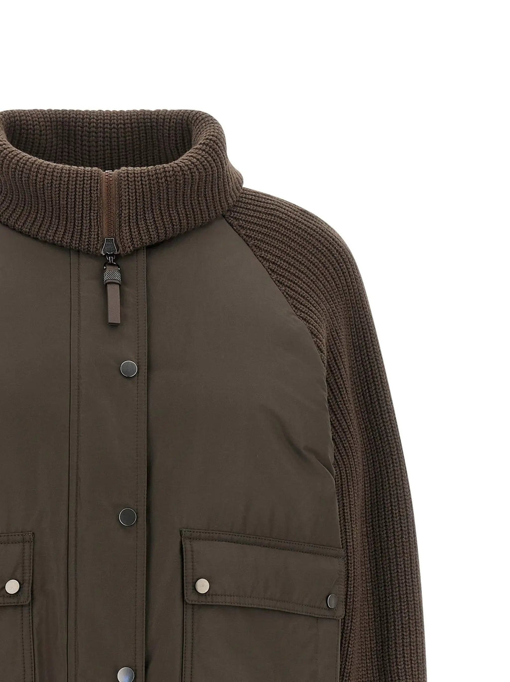 Veste longue marron en coton Brunello Cucinelli
