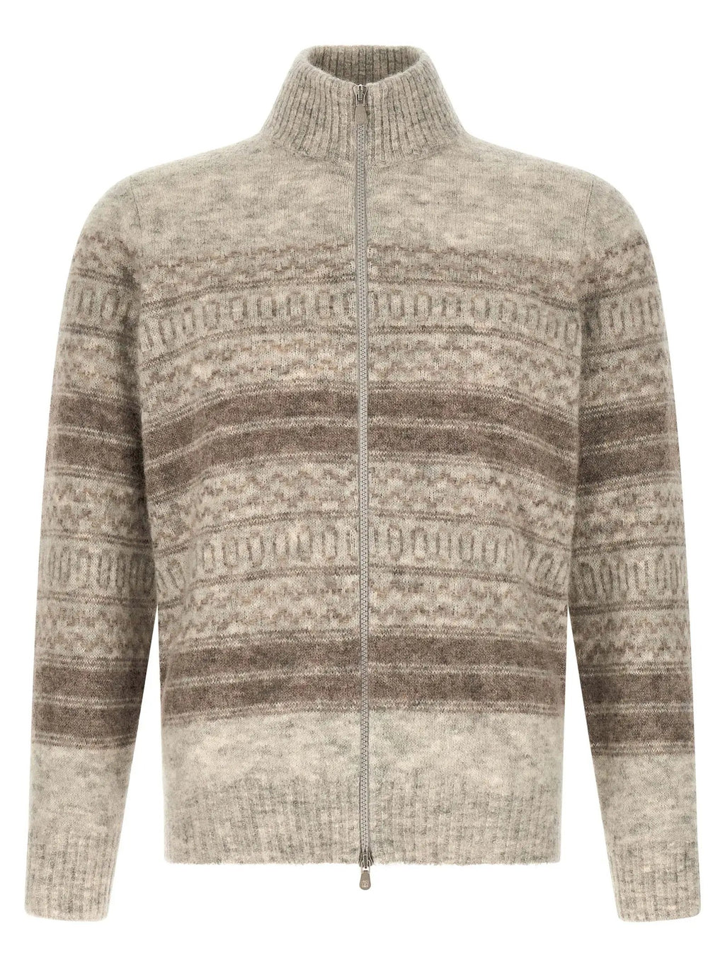 Brunello Cucinelli Beige Alpaca Leather Cardigan