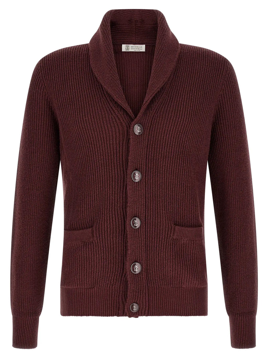 Brunello Cucinelli Bordeaux Cotton Cardigan