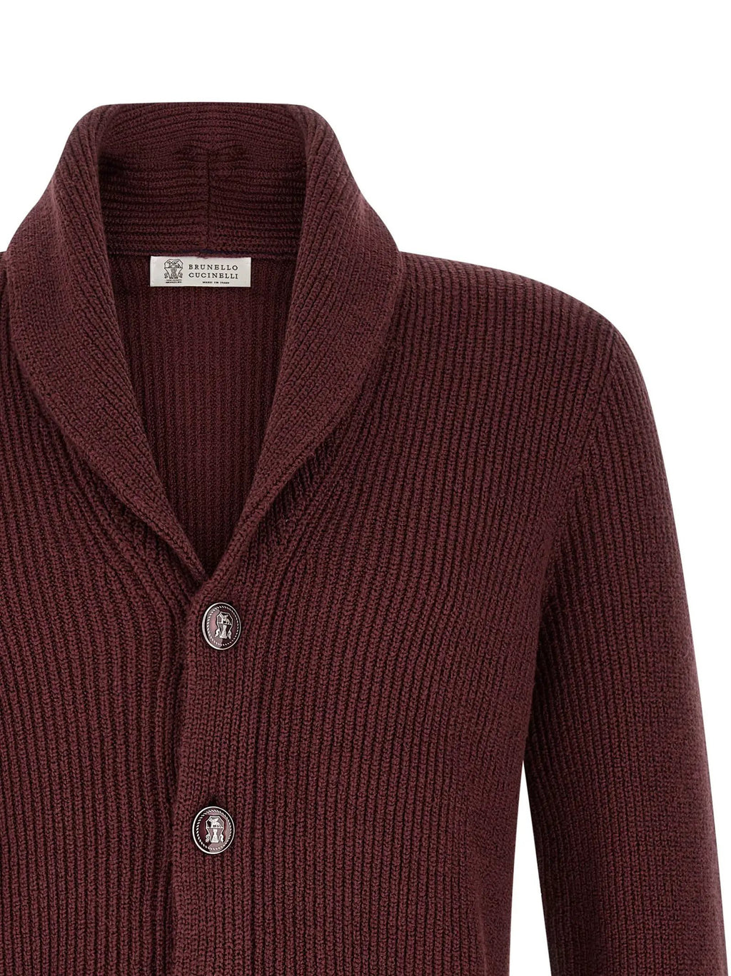 Brunello Cucinelli Bordeaux Cotton Cardigan