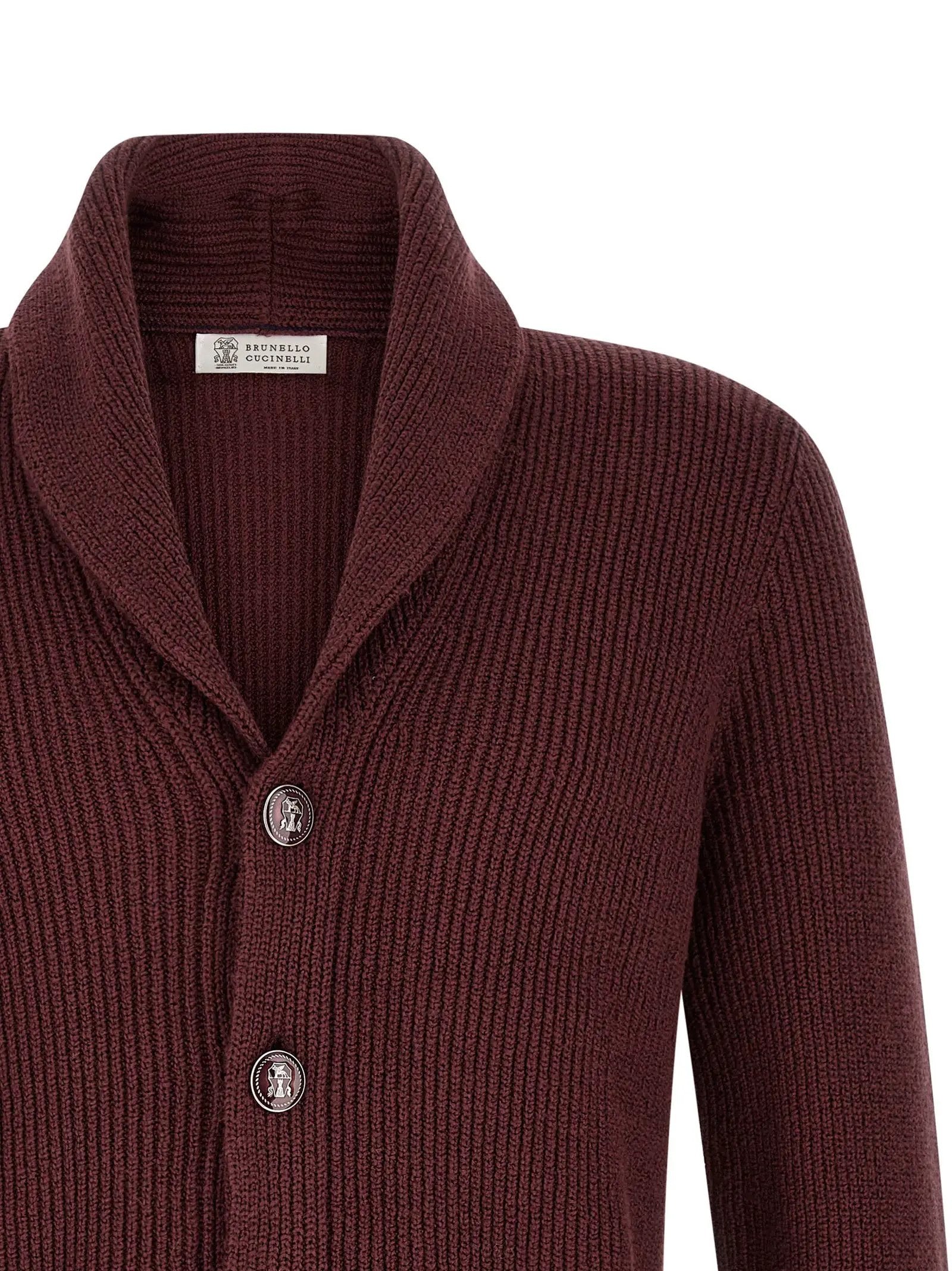 Brunello Cucinelli Bordeaux Cotton Cardigan