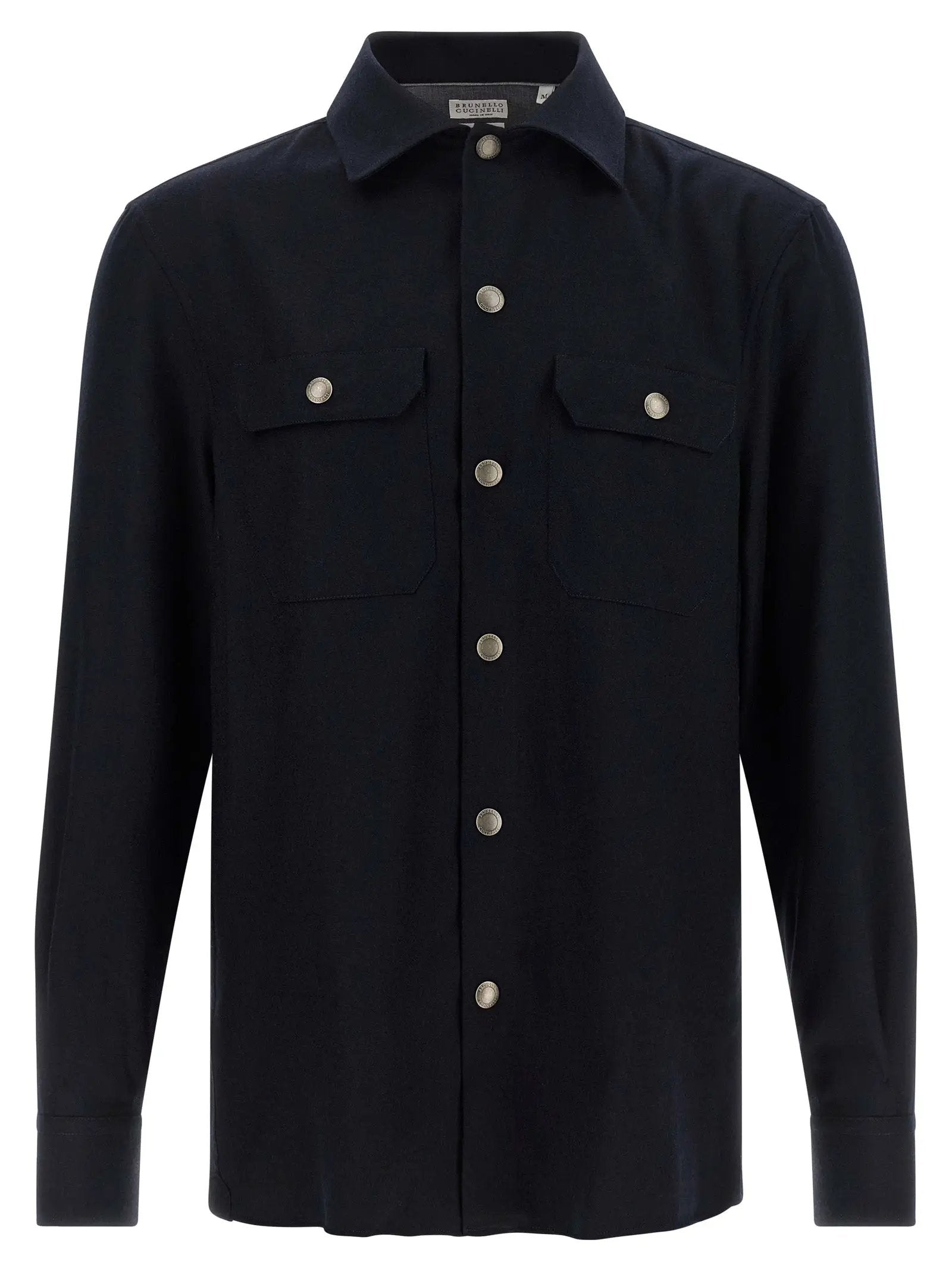 Chemisier Brunello Cucinelli en laine vierge bleue