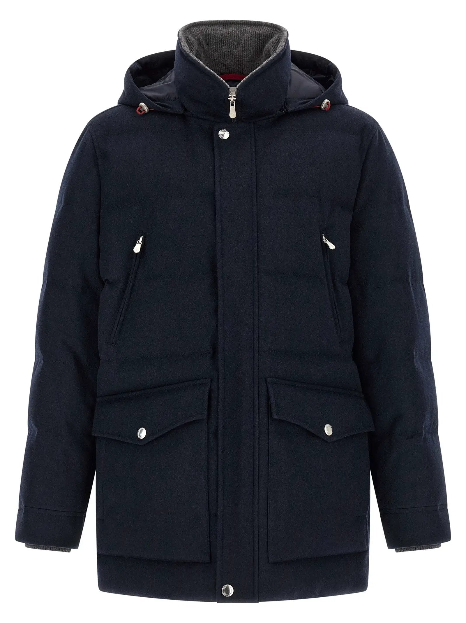 Parka en laine bleue Brunello Cucinelli
