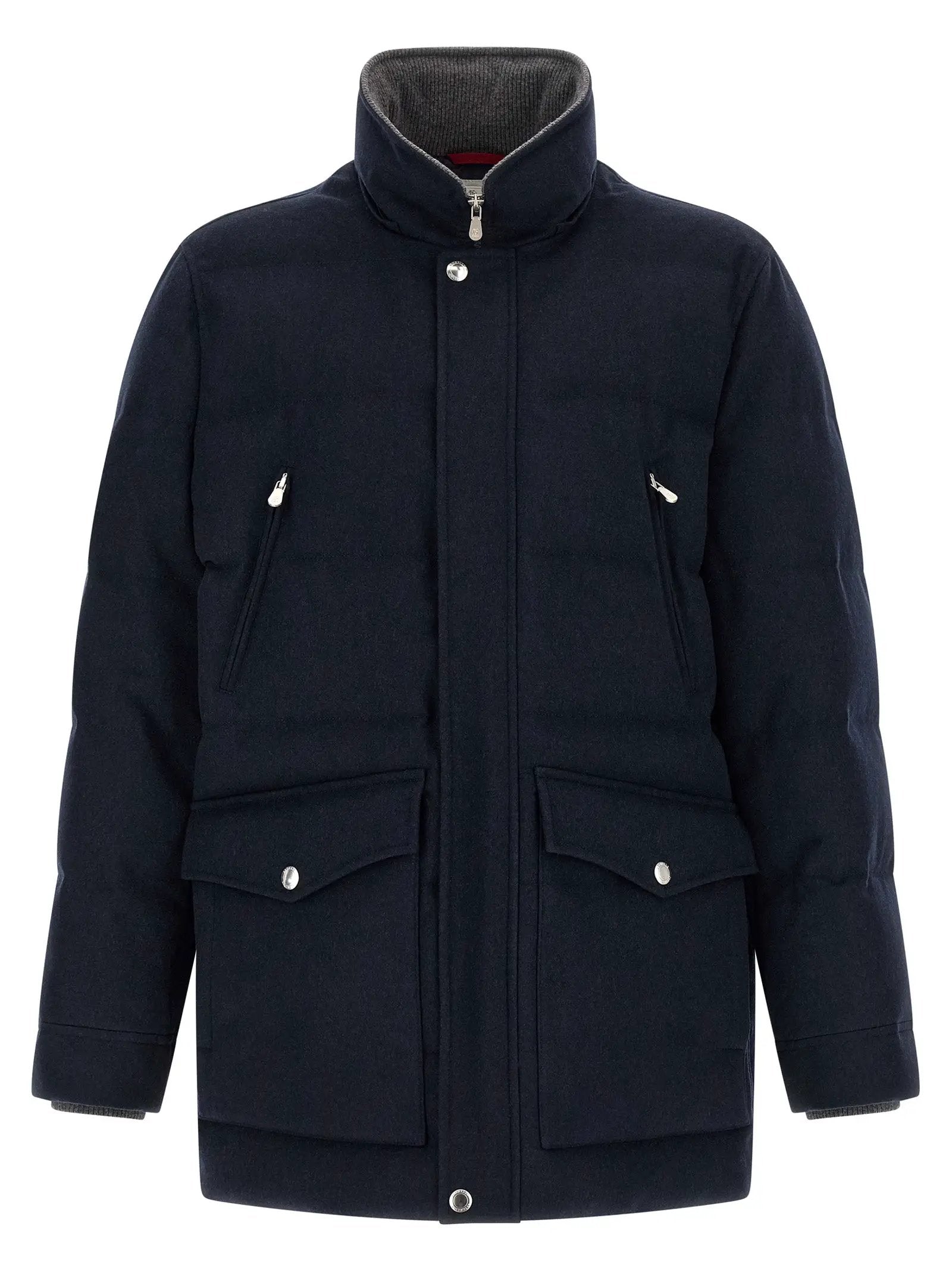 Parka en laine bleue Brunello Cucinelli