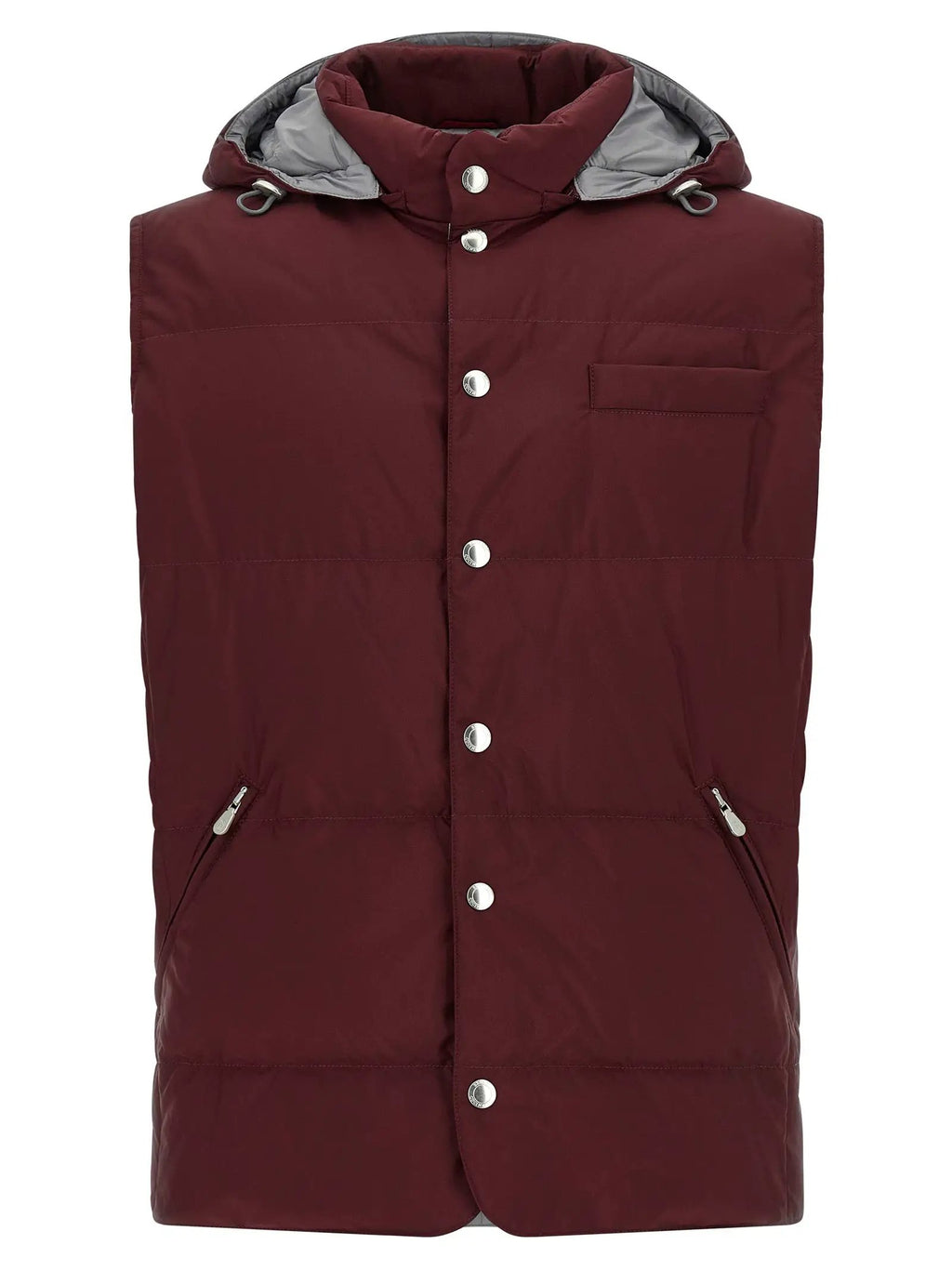 Veste sans manches en polyester bordeaux Brunello Cucinelli