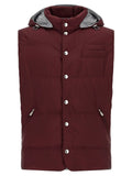 Veste sans manches en polyester bordeaux Brunello Cucinelli