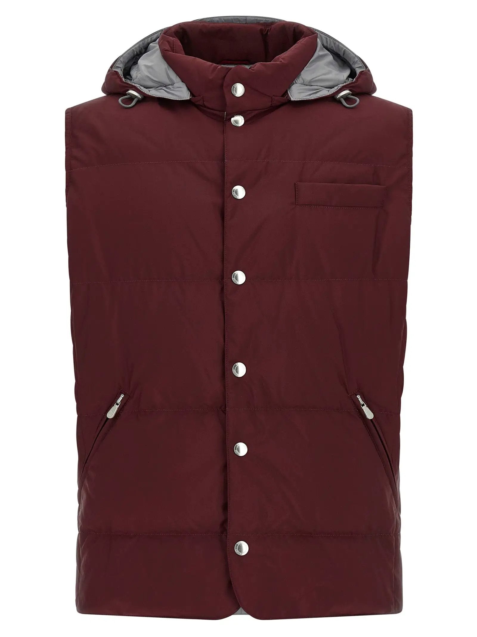 Veste sans manches en polyester bordeaux Brunello Cucinelli