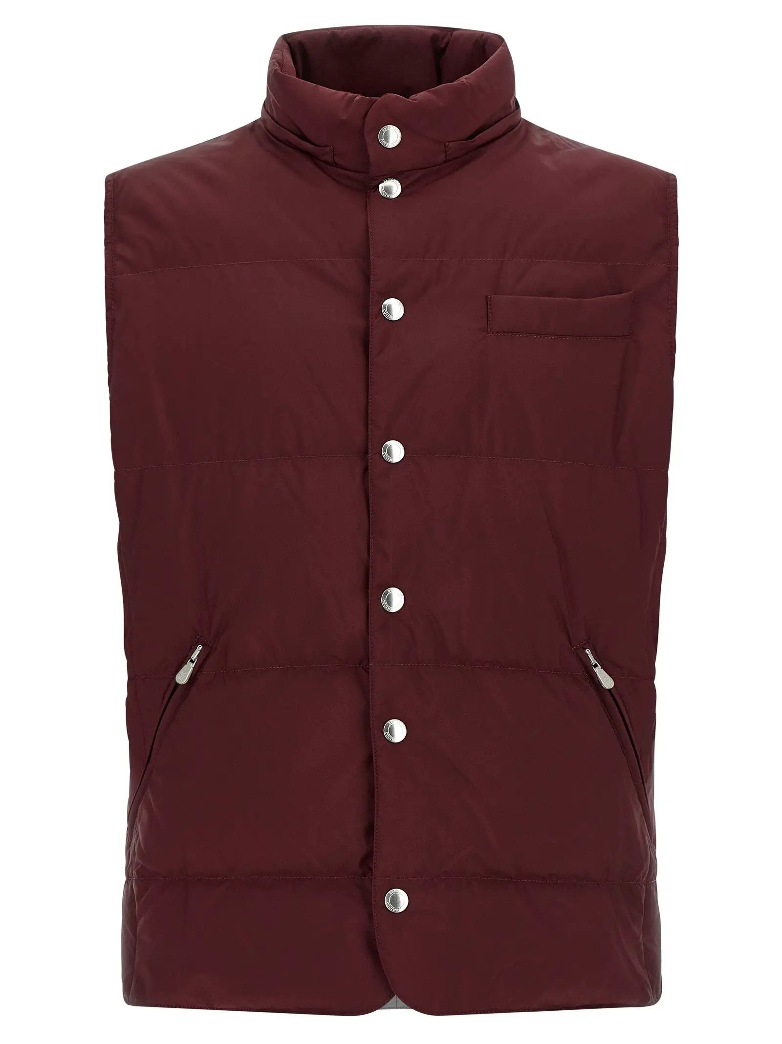 Veste sans manches en polyester bordeaux Brunello Cucinelli
