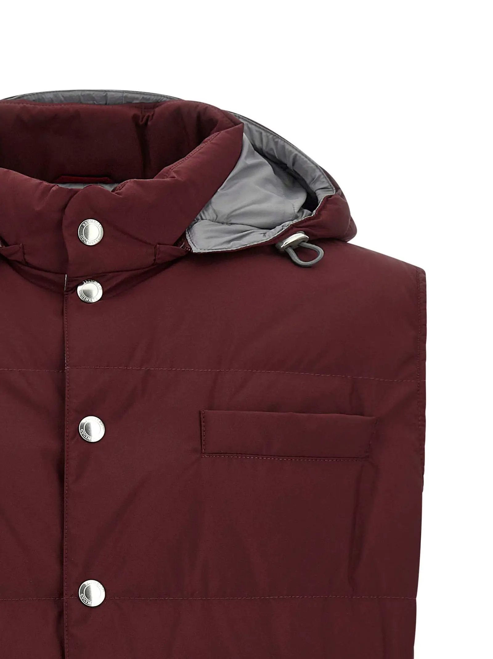 Veste sans manches en polyester bordeaux Brunello Cucinelli