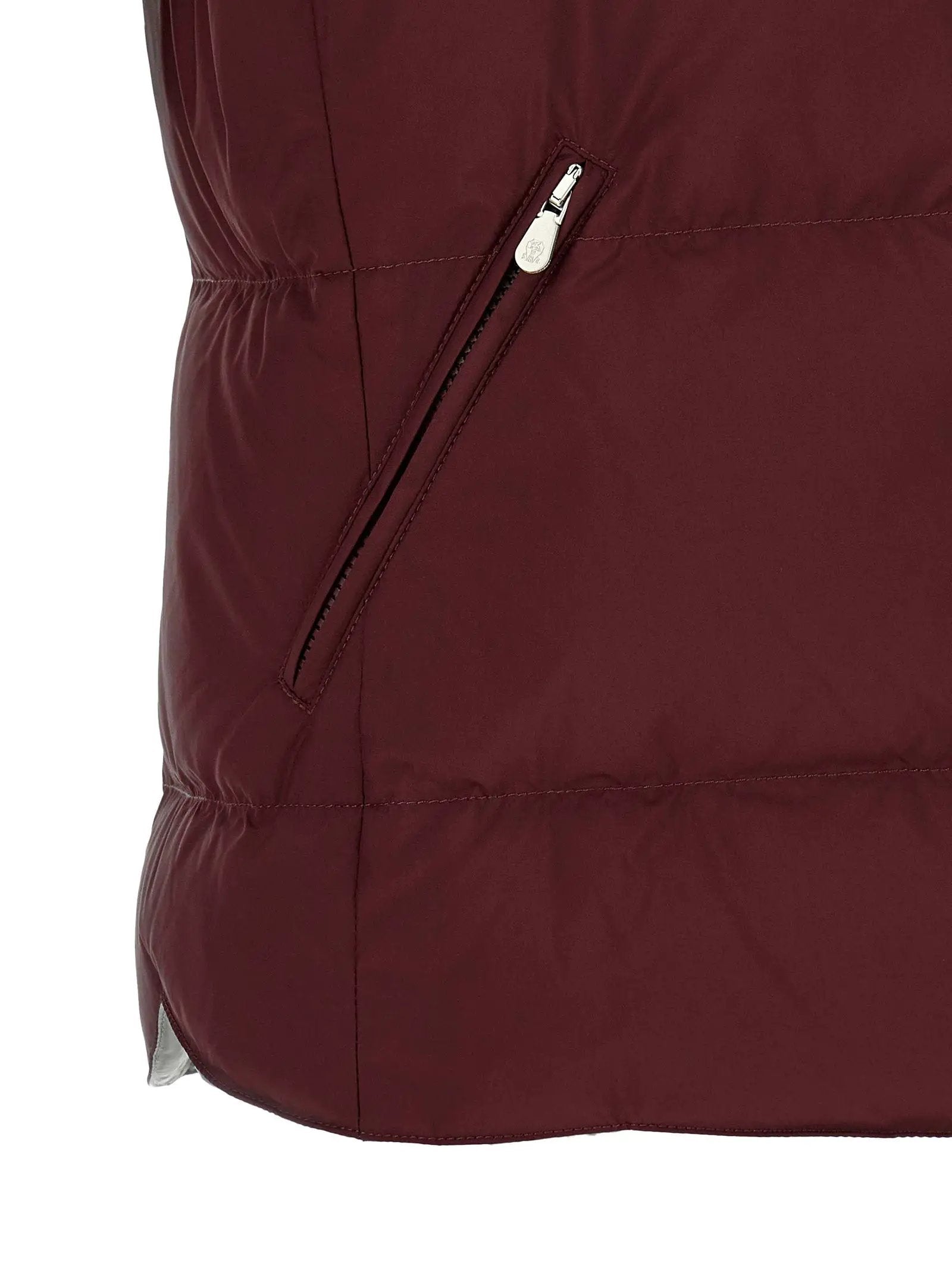 Veste sans manches en polyester bordeaux Brunello Cucinelli