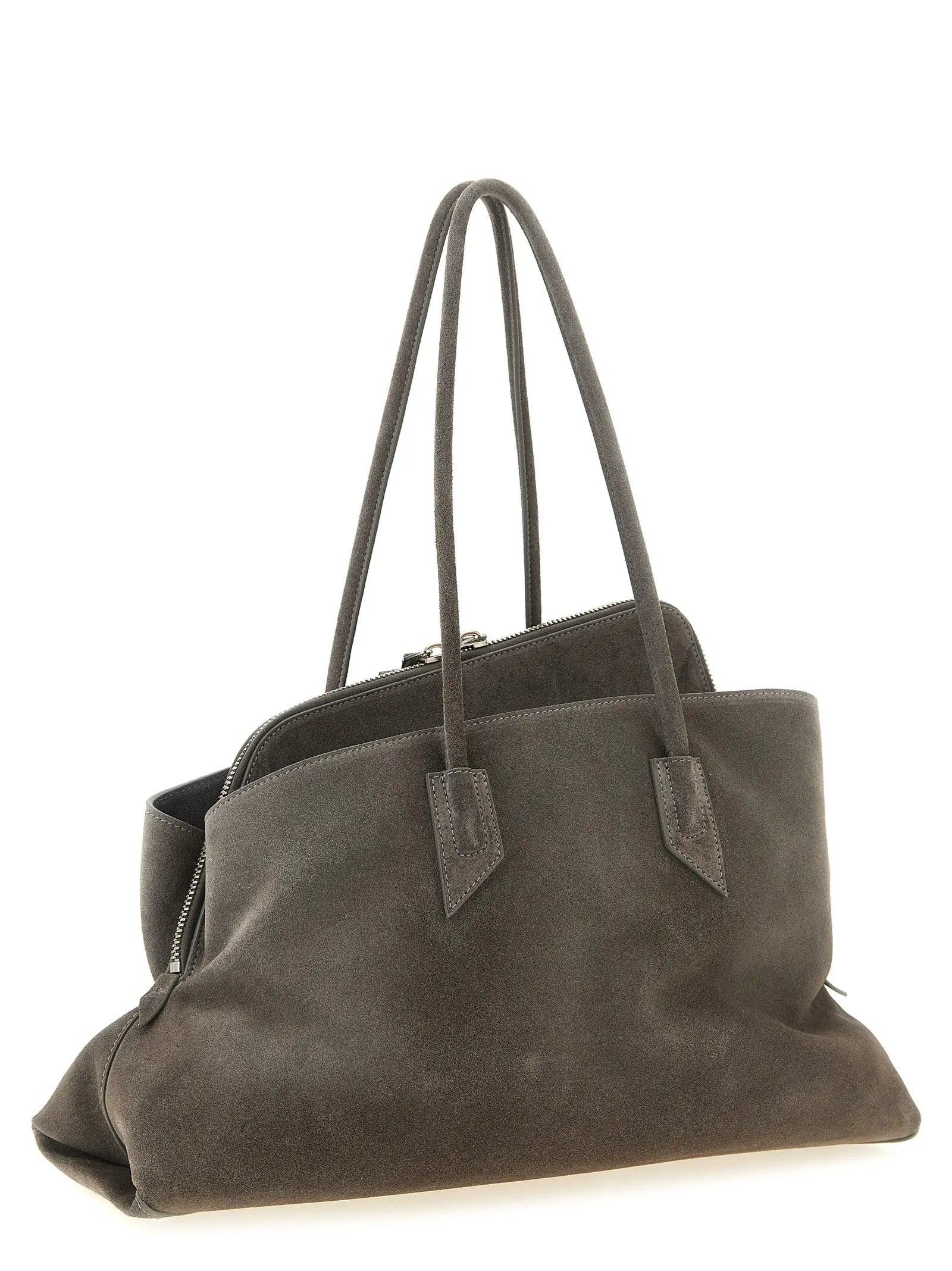 Le sac porté épaule The Attico en cuir de vachette gris