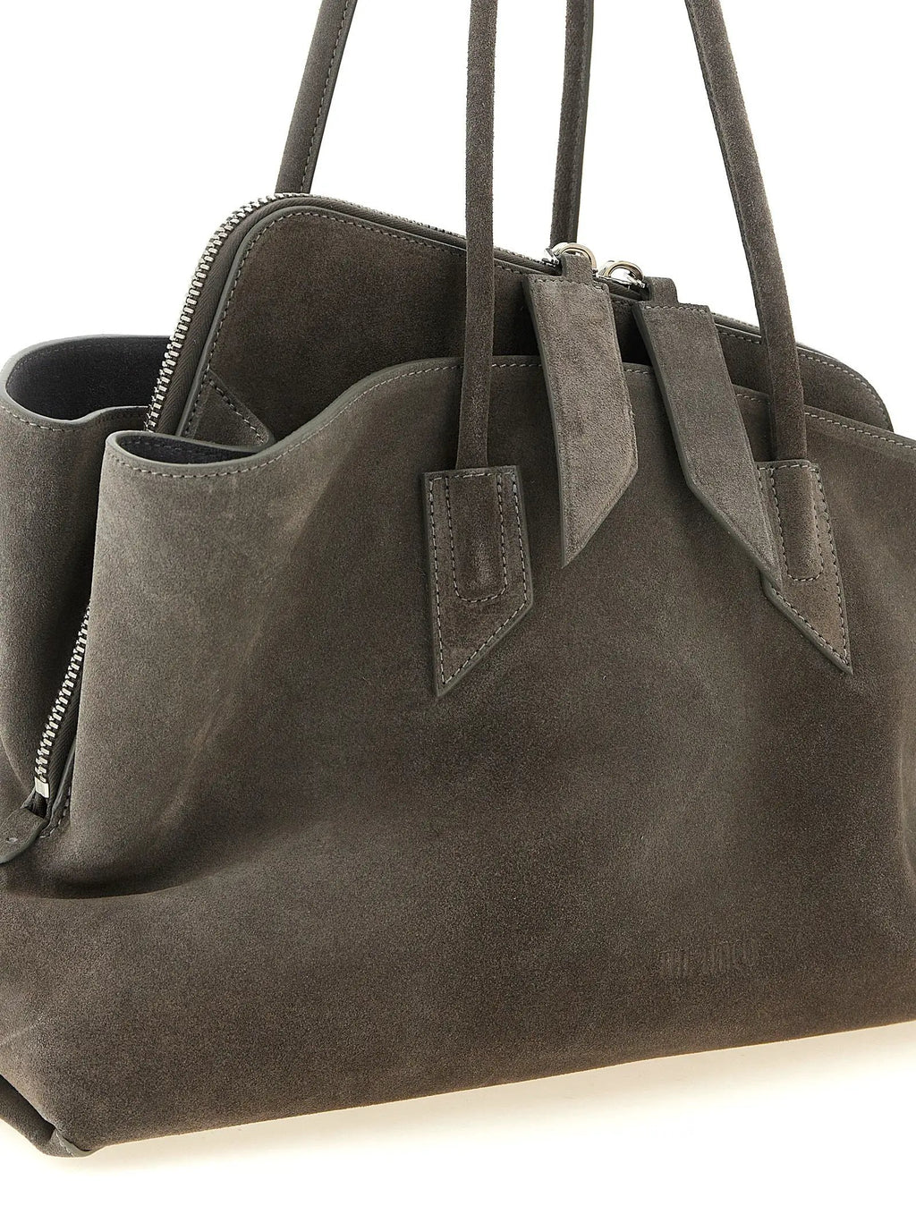Le sac porté épaule The Attico en cuir de vachette gris