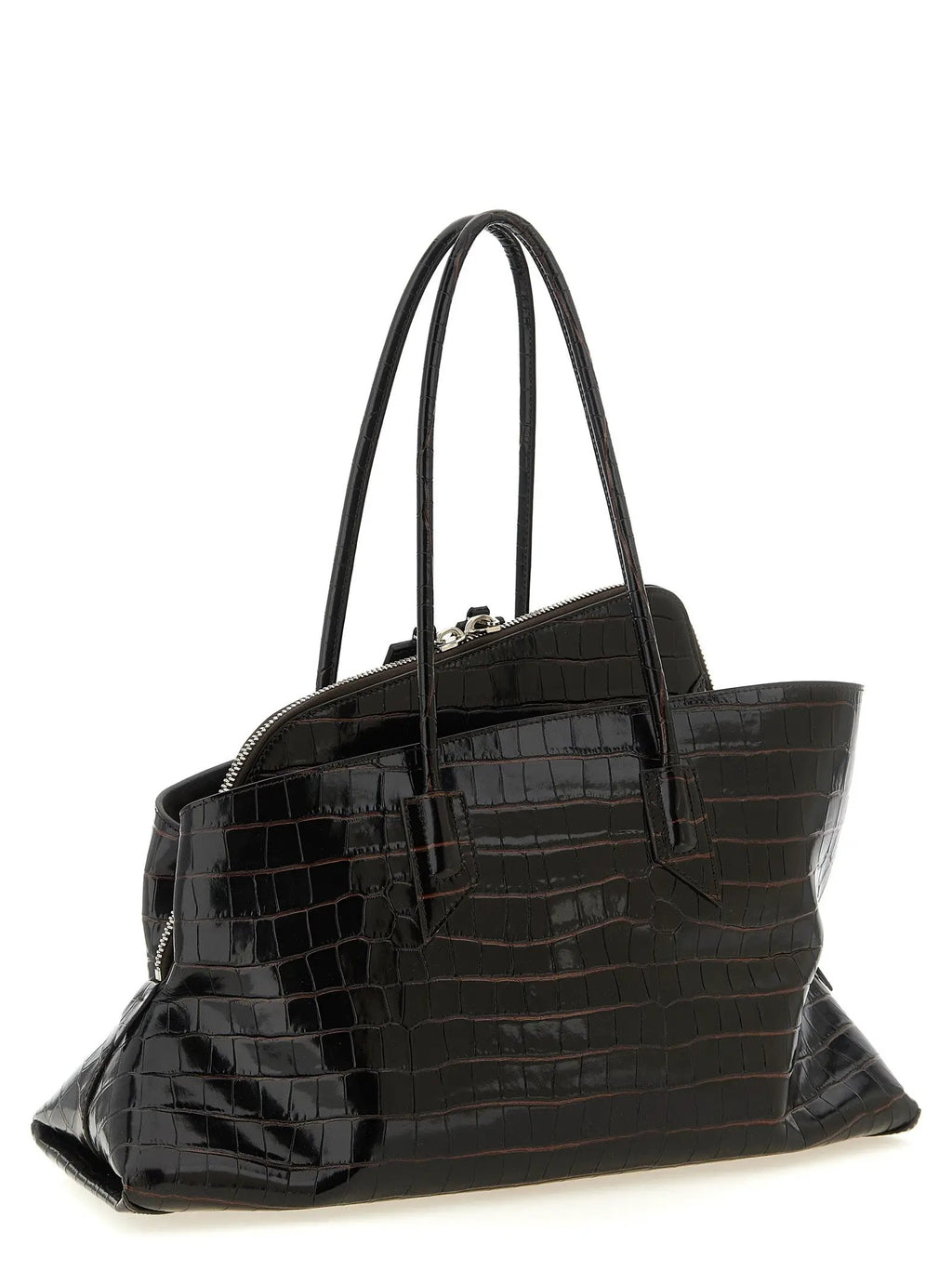 The Attico Brown Bovine Leather Shoulder Bag