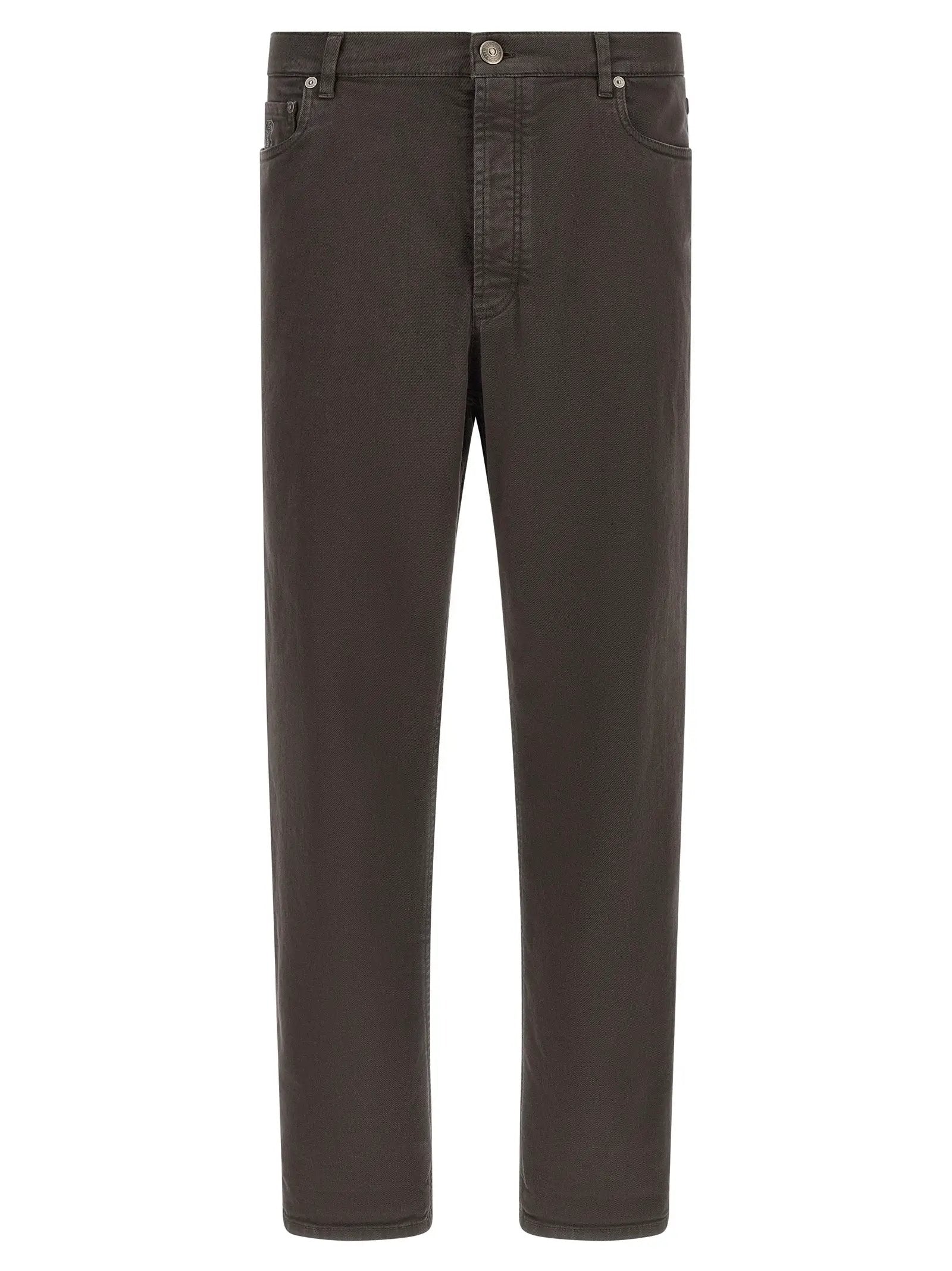 Brunello Cucinelli Brown Cotton Straight-Leg Jeans
