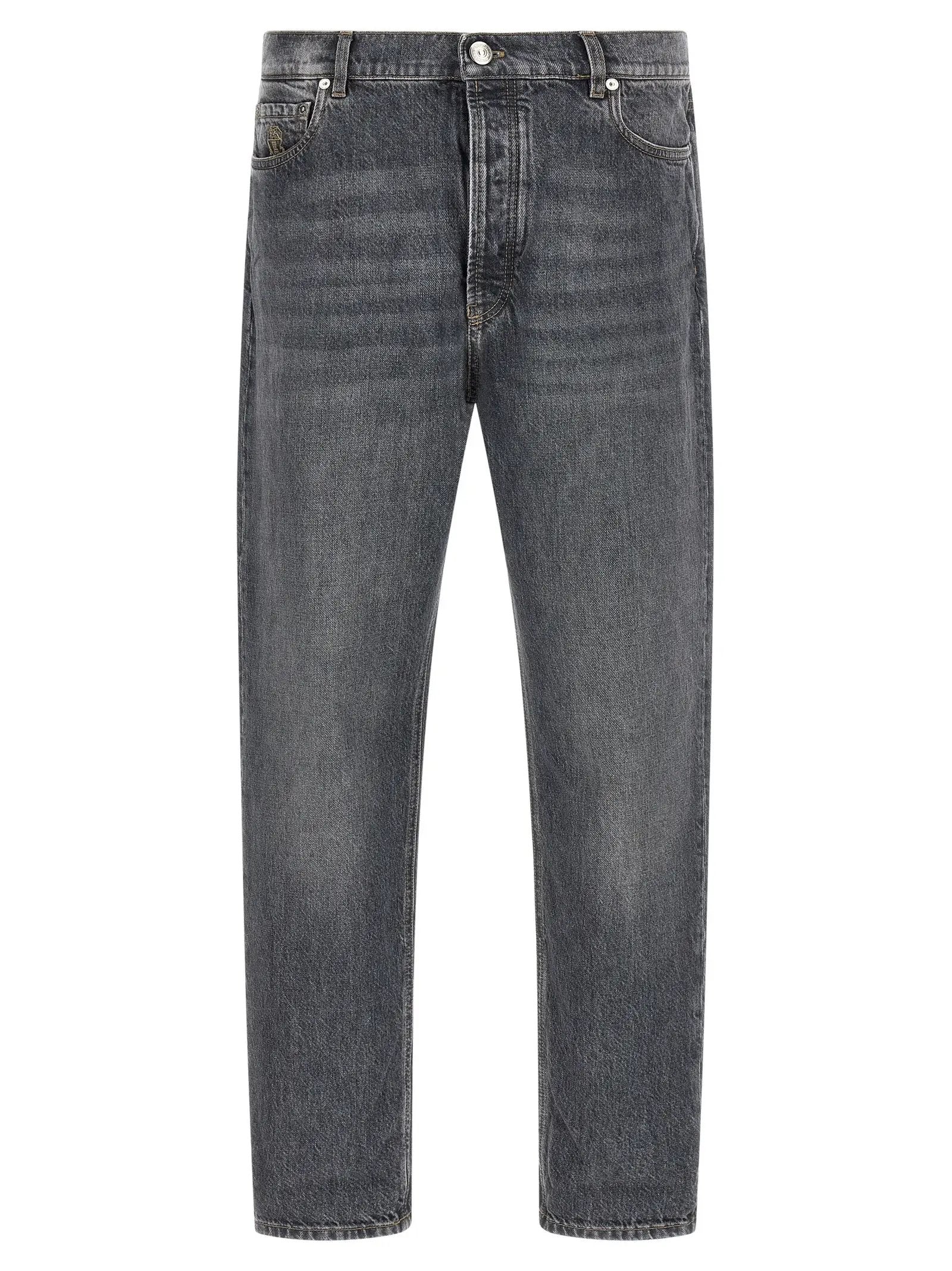 Jeans droits Brunello Cucinelli en coton gris