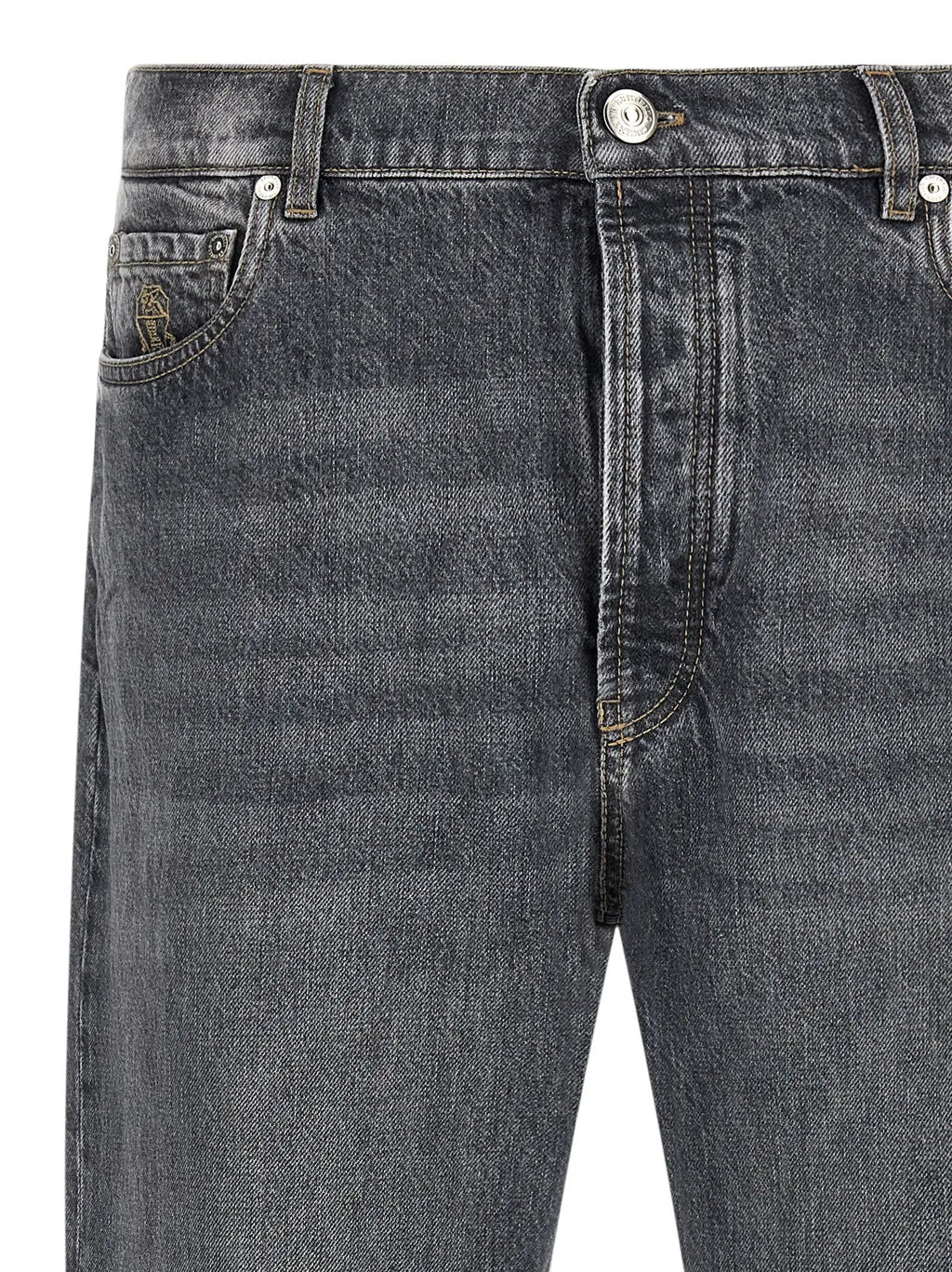 Jeans droits Brunello Cucinelli en coton gris