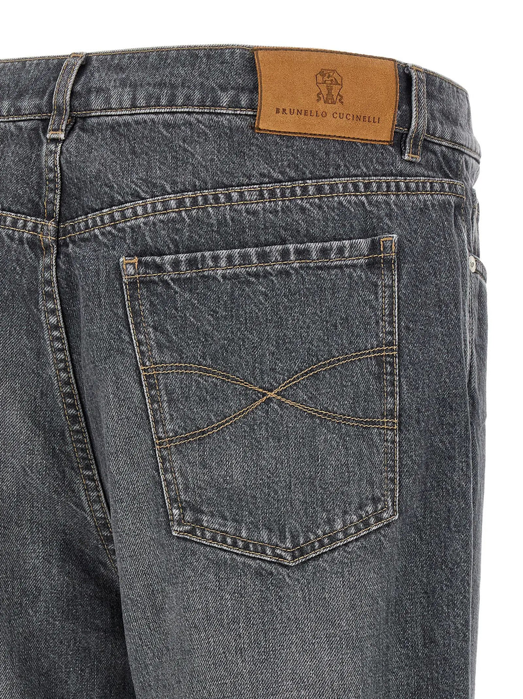 Jeans droits Brunello Cucinelli en coton gris