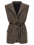 Brunello Cucinelli Brown Virgin Wool Sleeveless Jacket