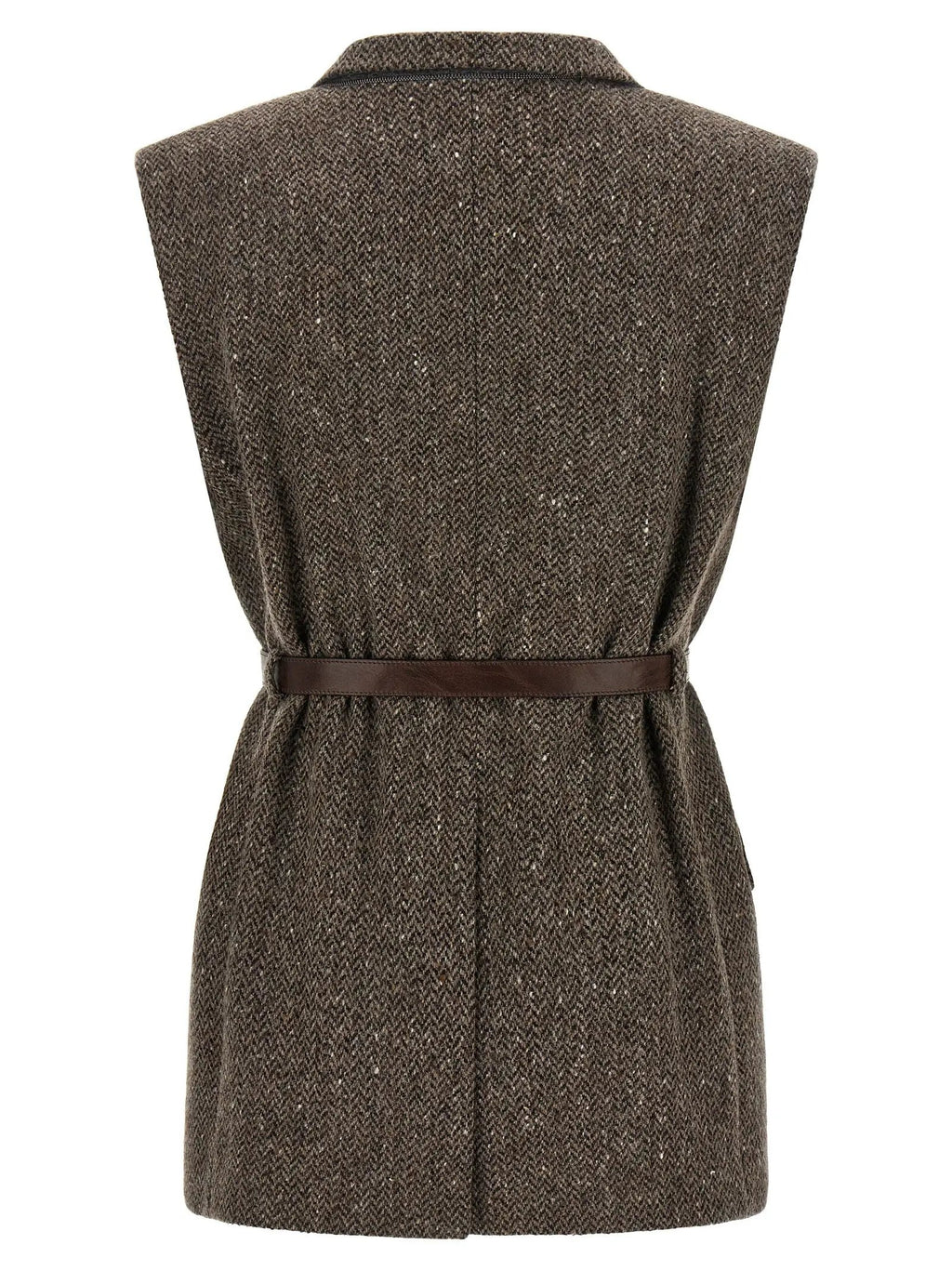 Brunello Cucinelli Brown Virgin Wool Sleeveless Jacket