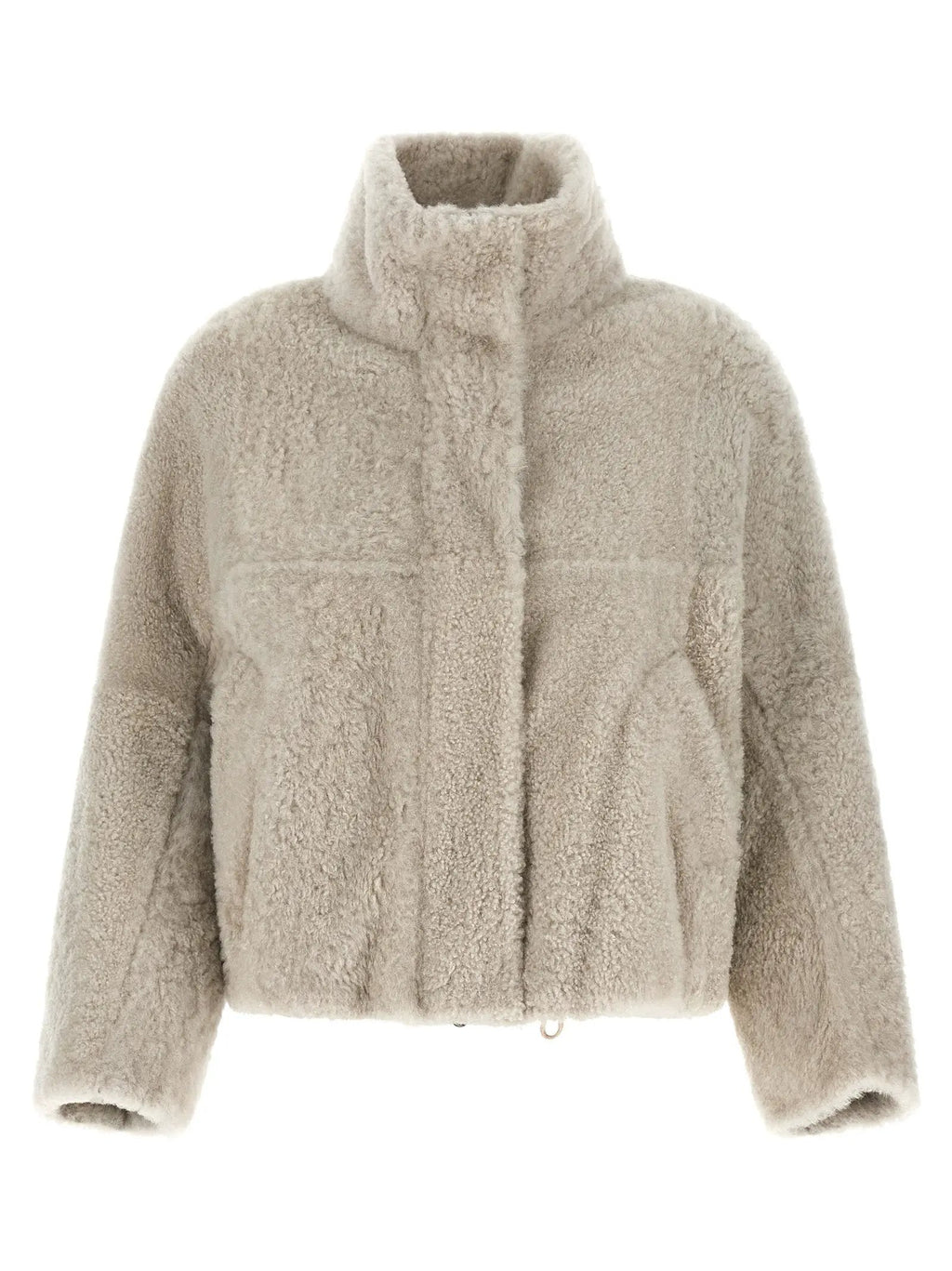 Veste longue en cuir d'agneau beige Brunello Cucinelli