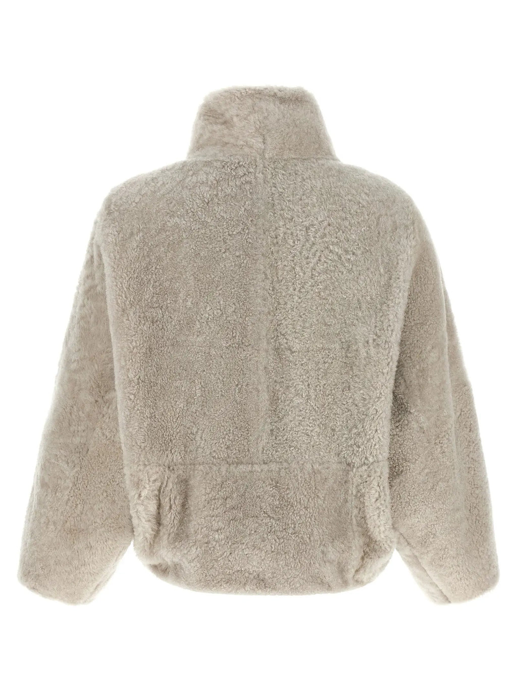 Veste longue en cuir d'agneau beige Brunello Cucinelli