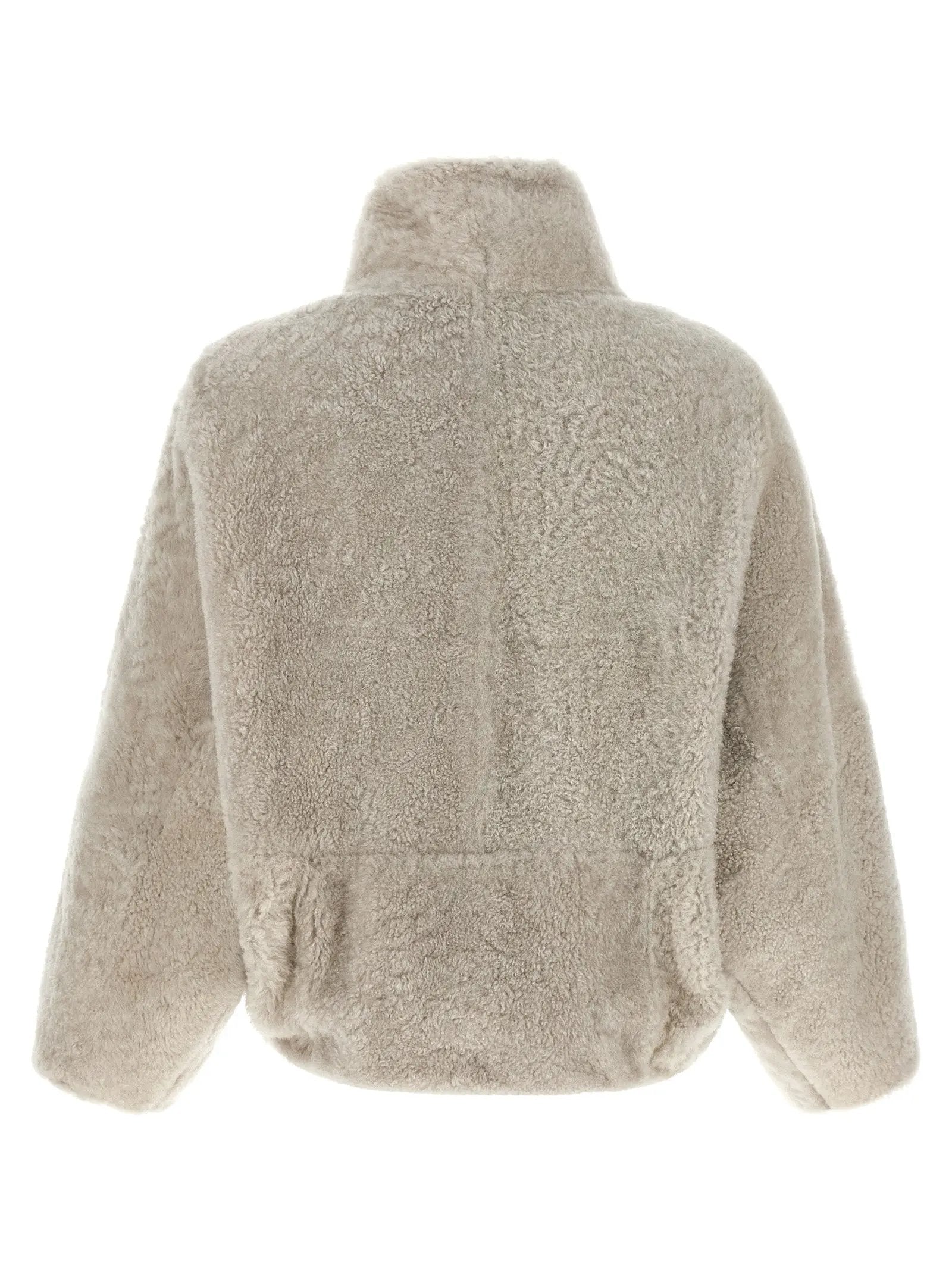 Veste longue en cuir d'agneau beige Brunello Cucinelli