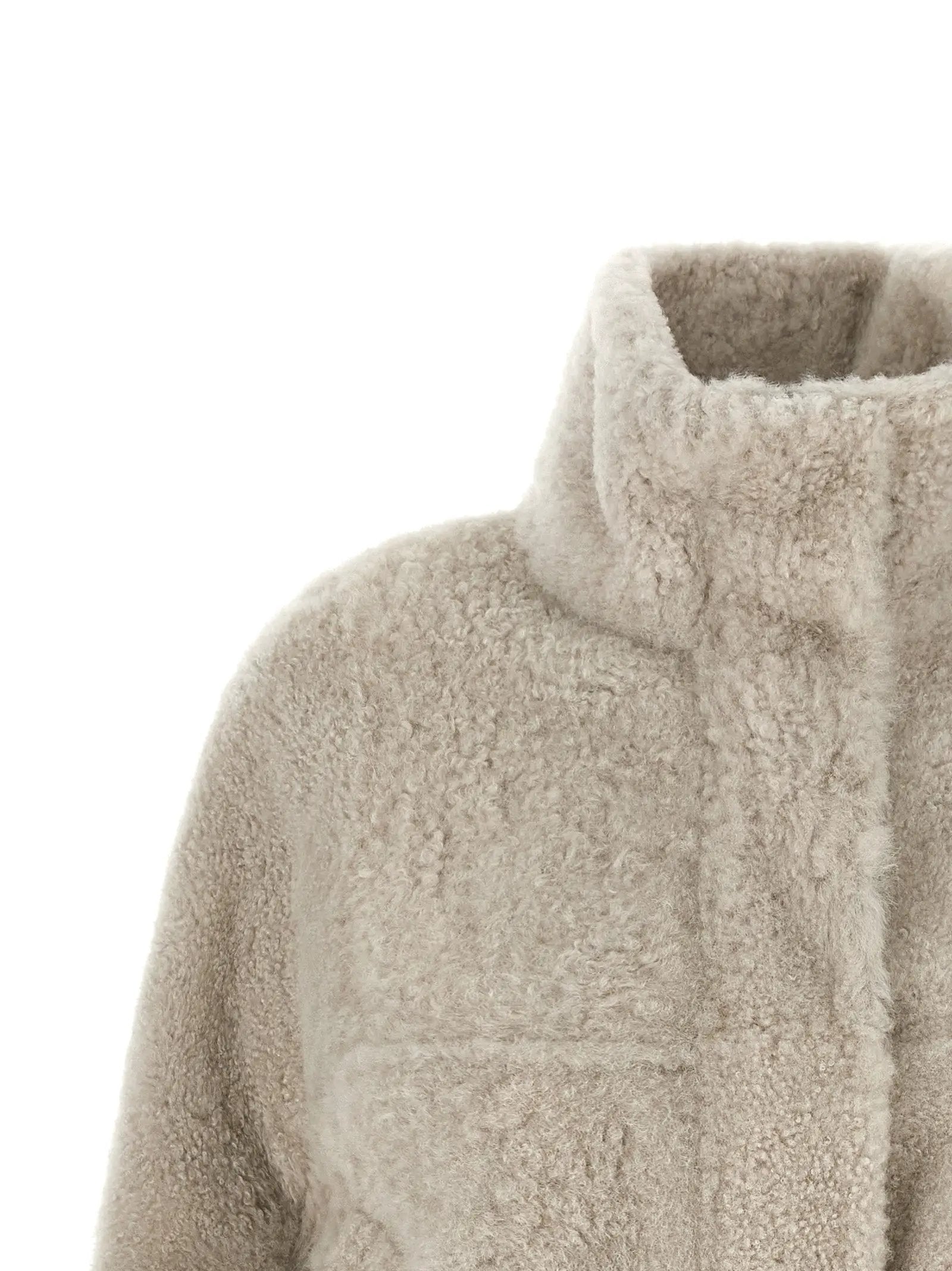 Veste longue en cuir d'agneau beige Brunello Cucinelli