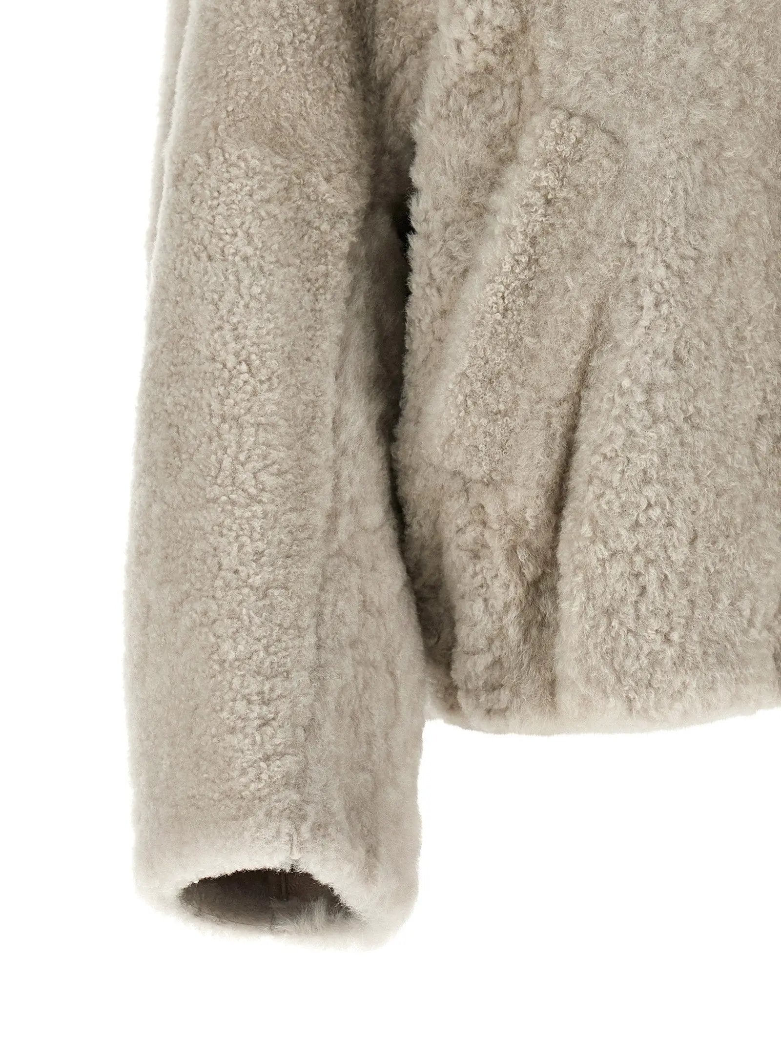 Veste longue en cuir d'agneau beige Brunello Cucinelli