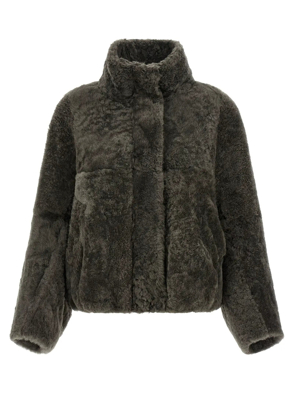 Brunello Cucinelli Veste longue en cuir d'agneau gris