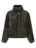 Brunello Cucinelli Veste longue en cuir d'agneau gris