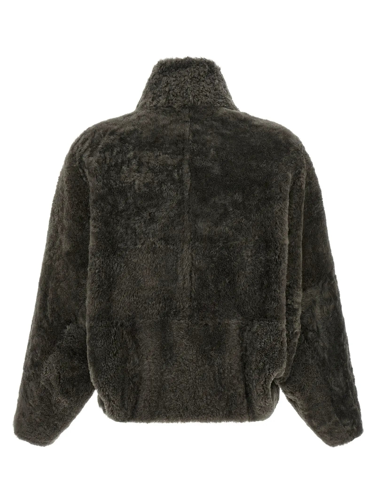 Brunello Cucinelli Veste longue en cuir d'agneau gris