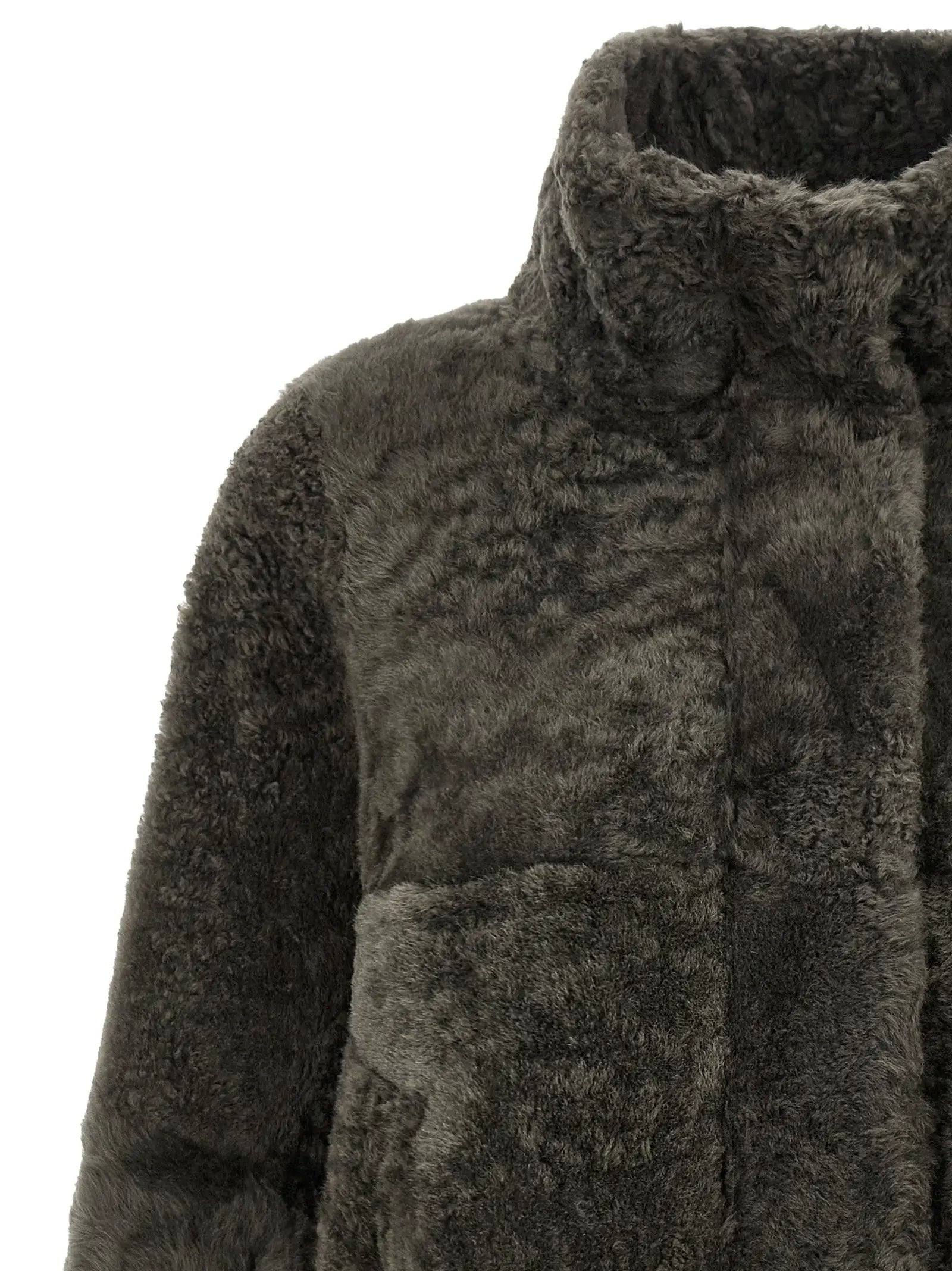 Brunello Cucinelli Veste longue en cuir d'agneau gris