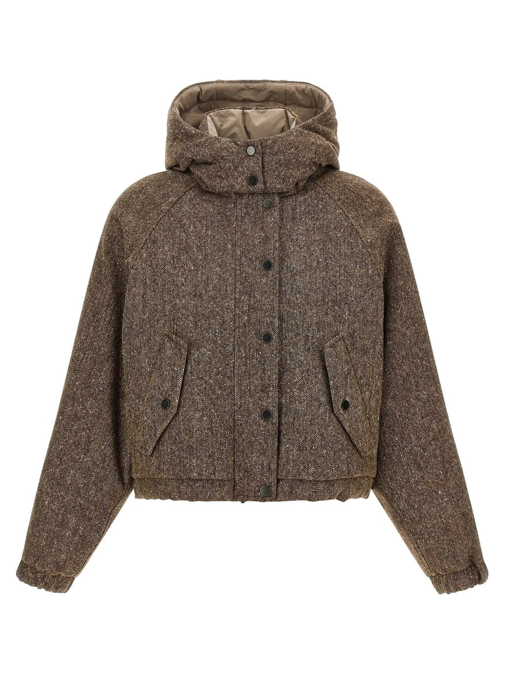 Veste longue Brunello Cucinelli marron en laine vierge